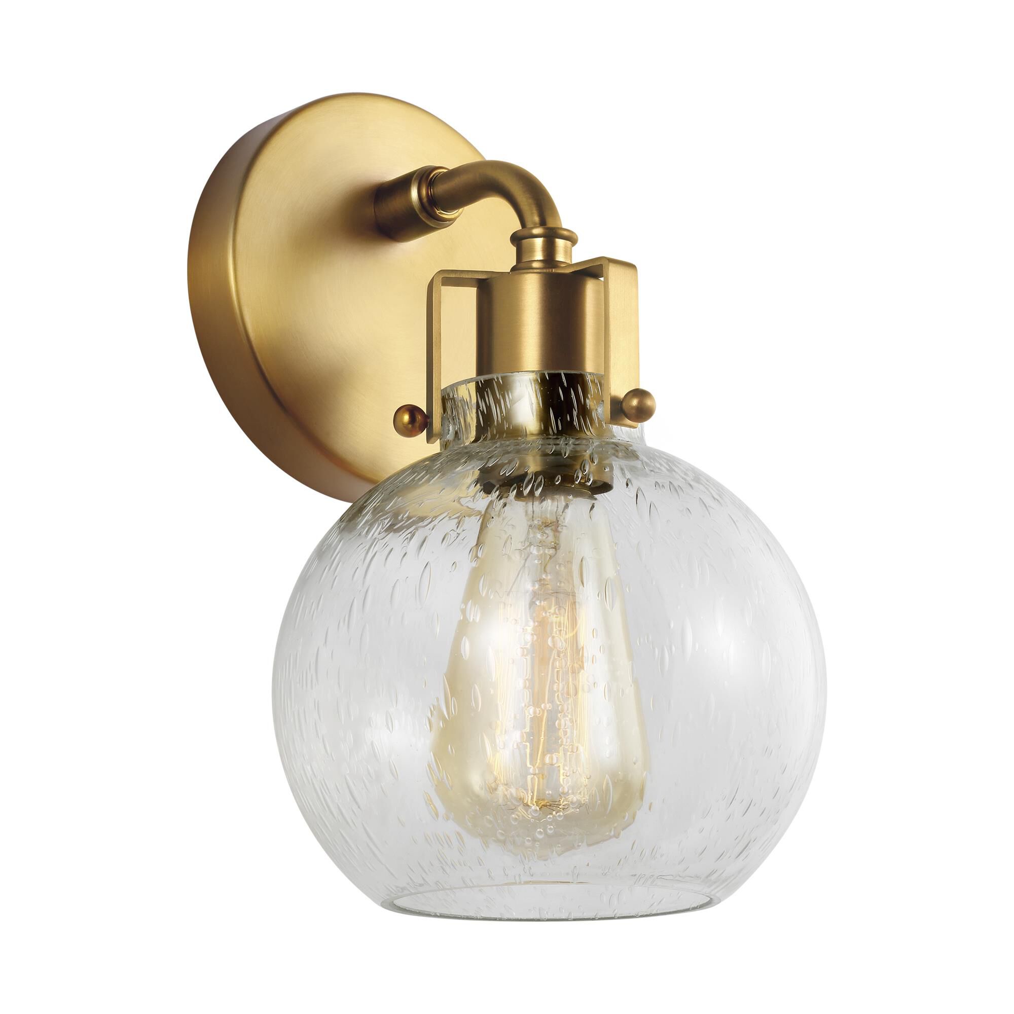 Shown in Burnished Brass finish and Clear Seeded glass