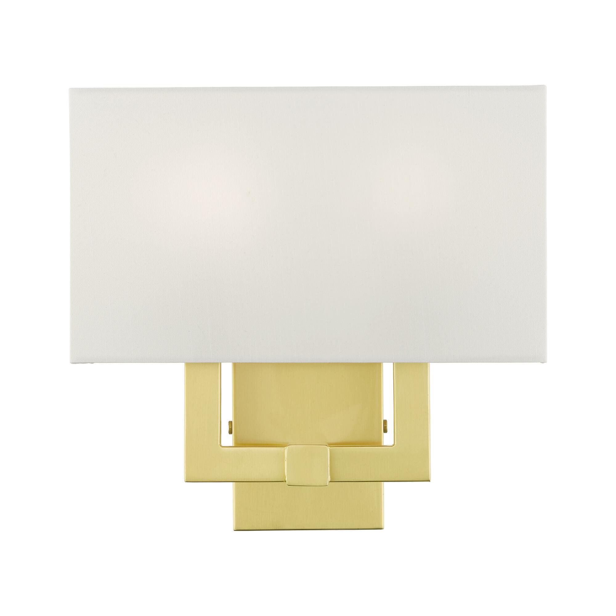 Shown in Satin Brass finish and Hand Crafted Hardback  Completely Finished With Off-White Color Fabric Outside and Inside shade
