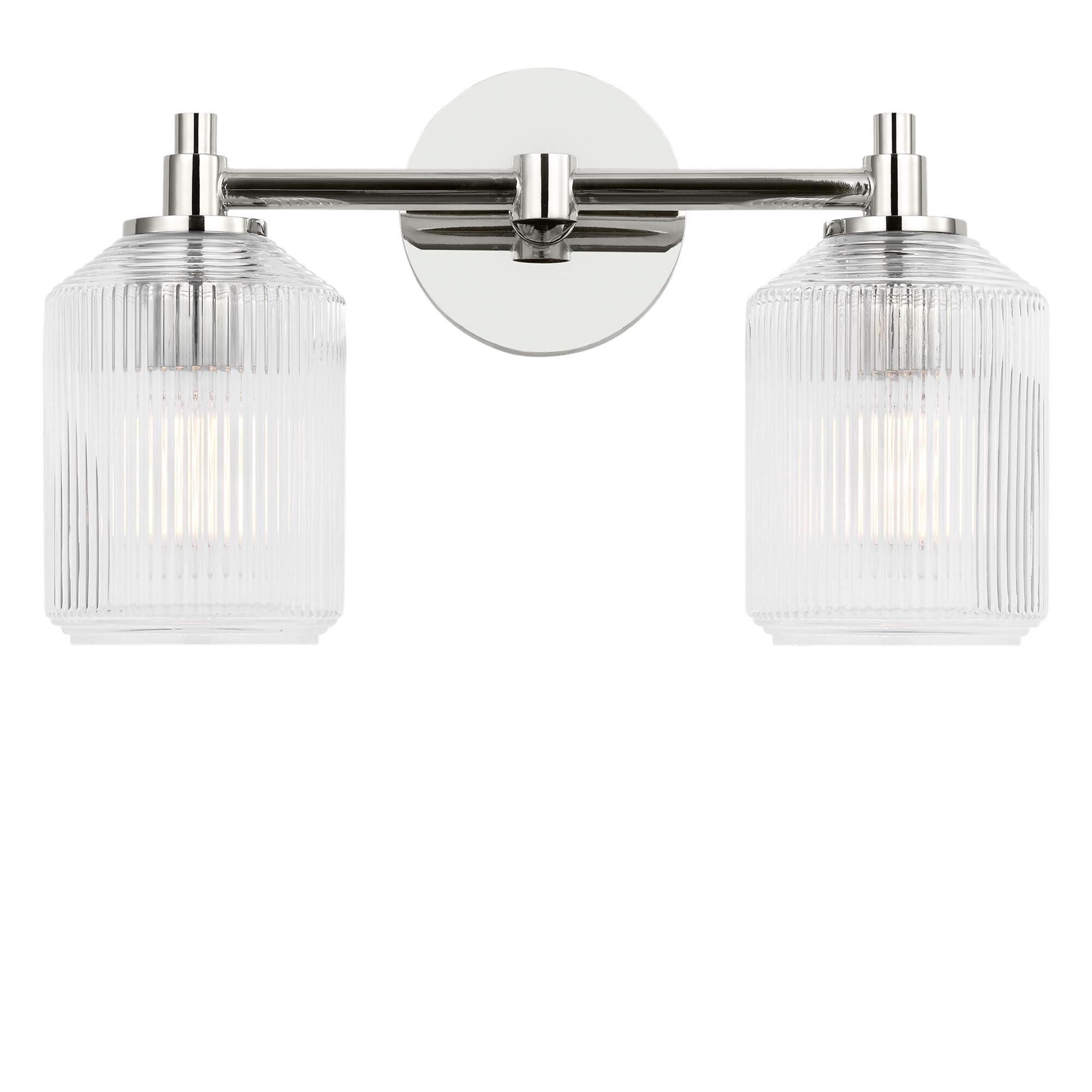Shown in Polished Nickel finish and Clear Ribbed glass