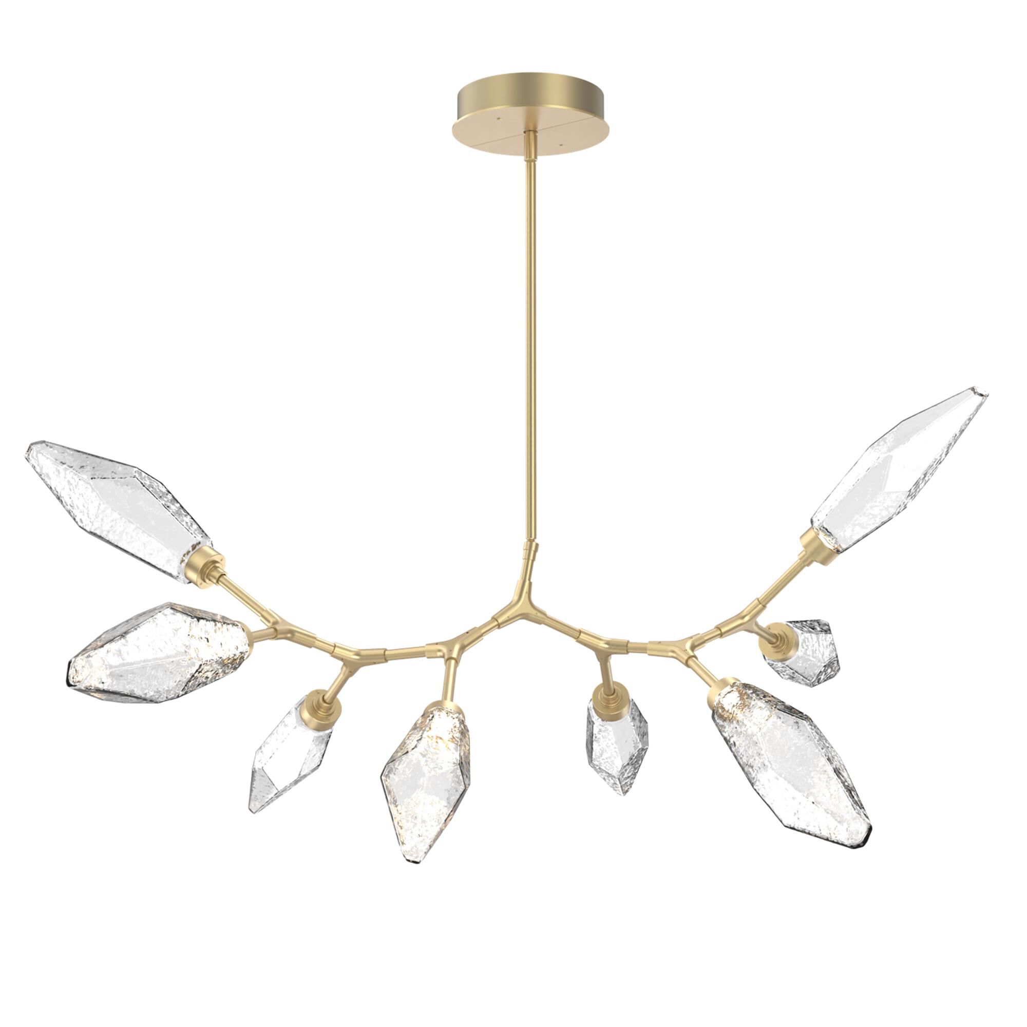 Shown in Gilded Brass finish and Chilled Blown Clear glass