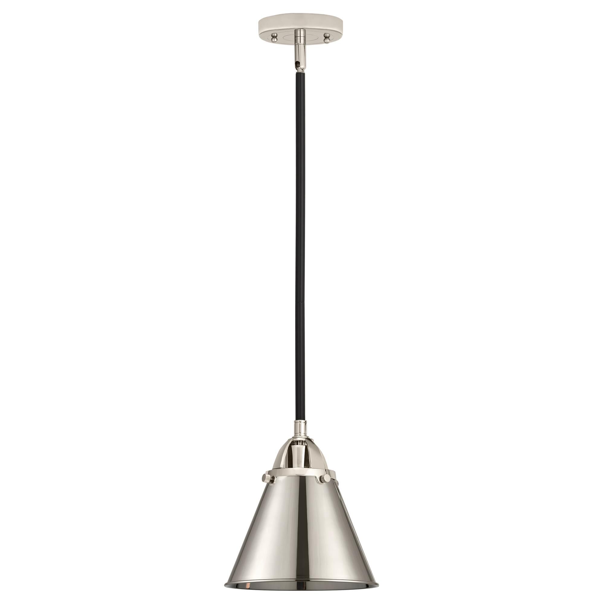 Shown in Black Polished Nickel finish and No Glass glass and Polished Nickel Appalachian shade