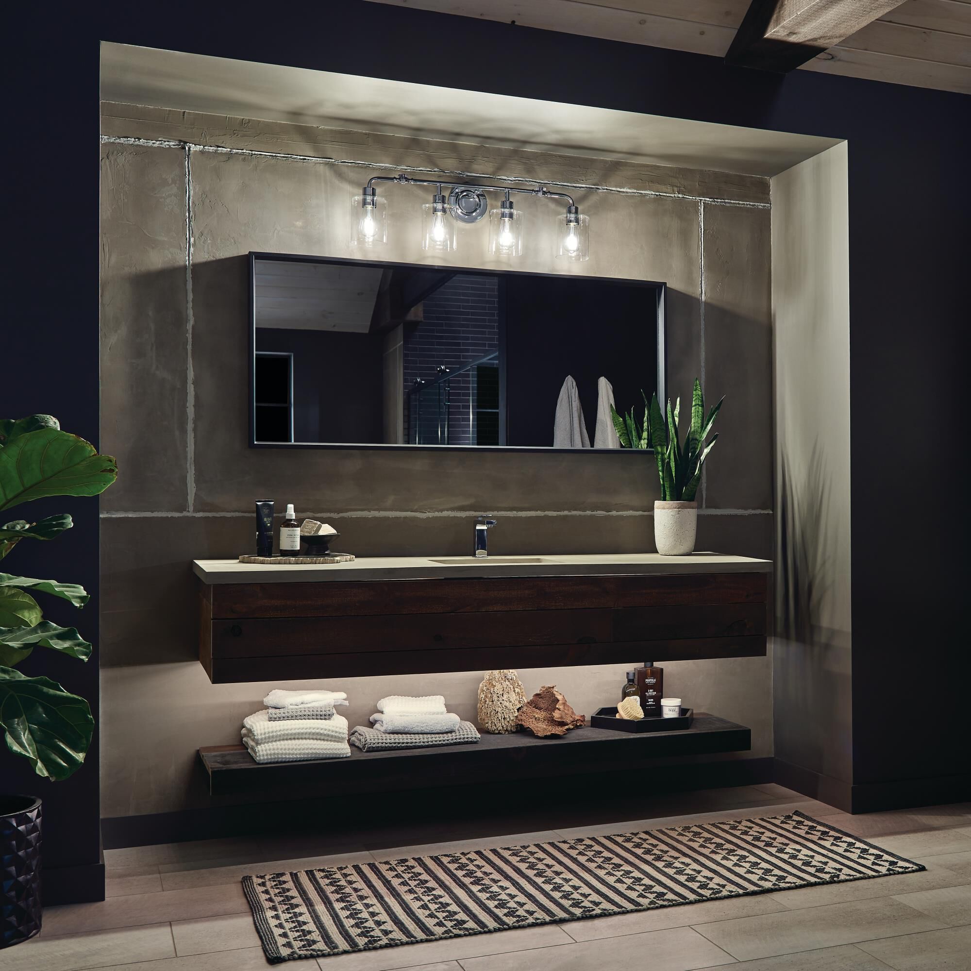 Shown in Chrome finish and Clear glass