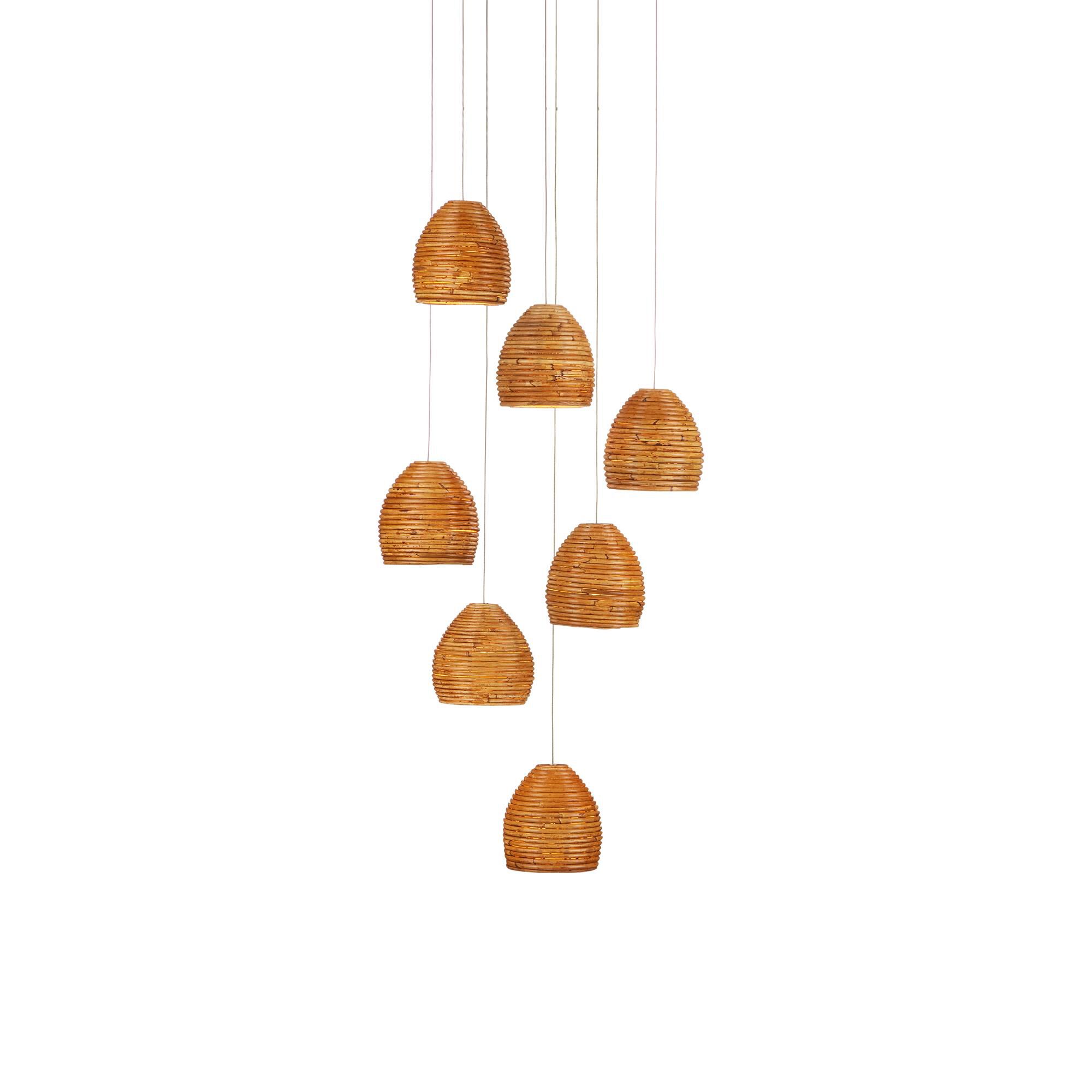 Shown in Natural Rattan/Silver finish and Natural/Rattan/Wood shade
