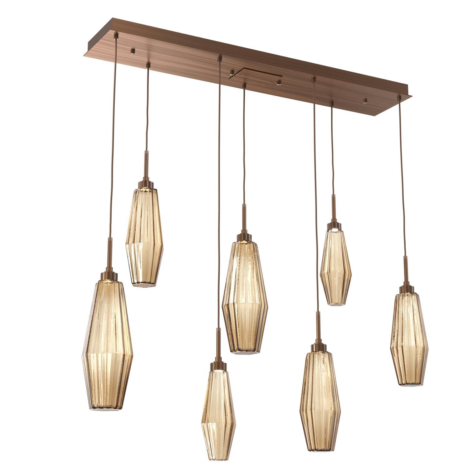 Shown in Burnished Brass finish and Optic Rib Bronze glass