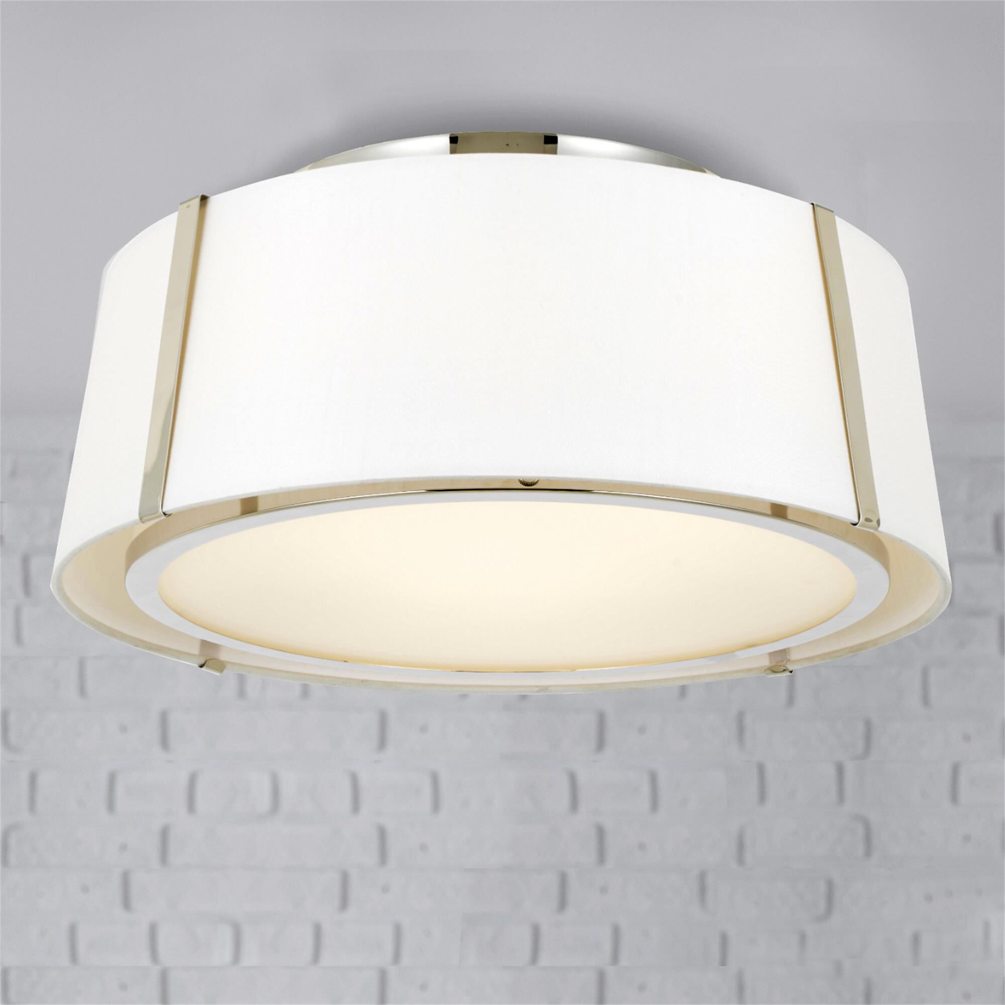 Shown in Polished Nickel finish and White Silk shade