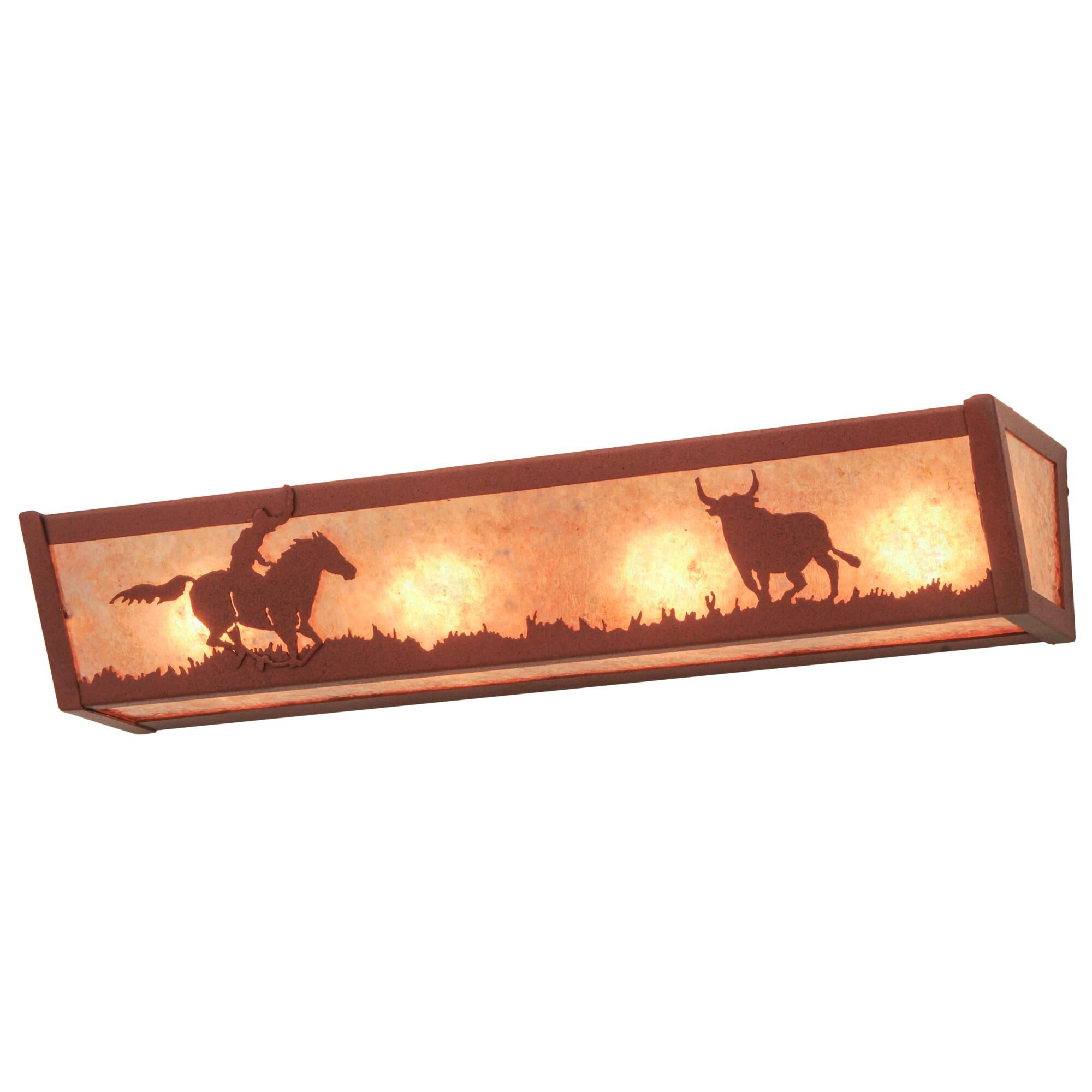 Cowboy And Steer 24 Inch 4 Light Bath Vanity Light by Meyda Lighting
