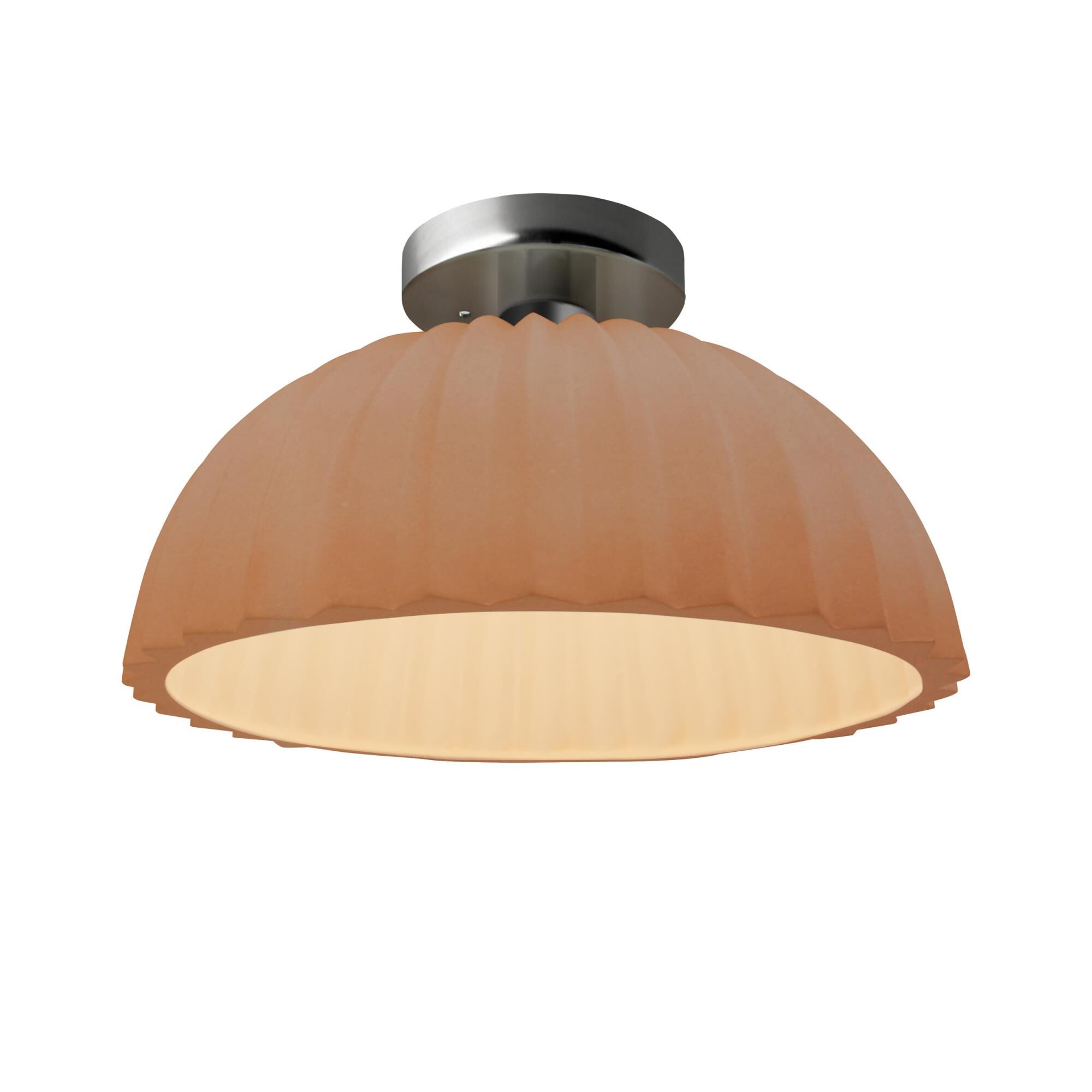 Shown in Brushed Nickel finish and Adobe shade