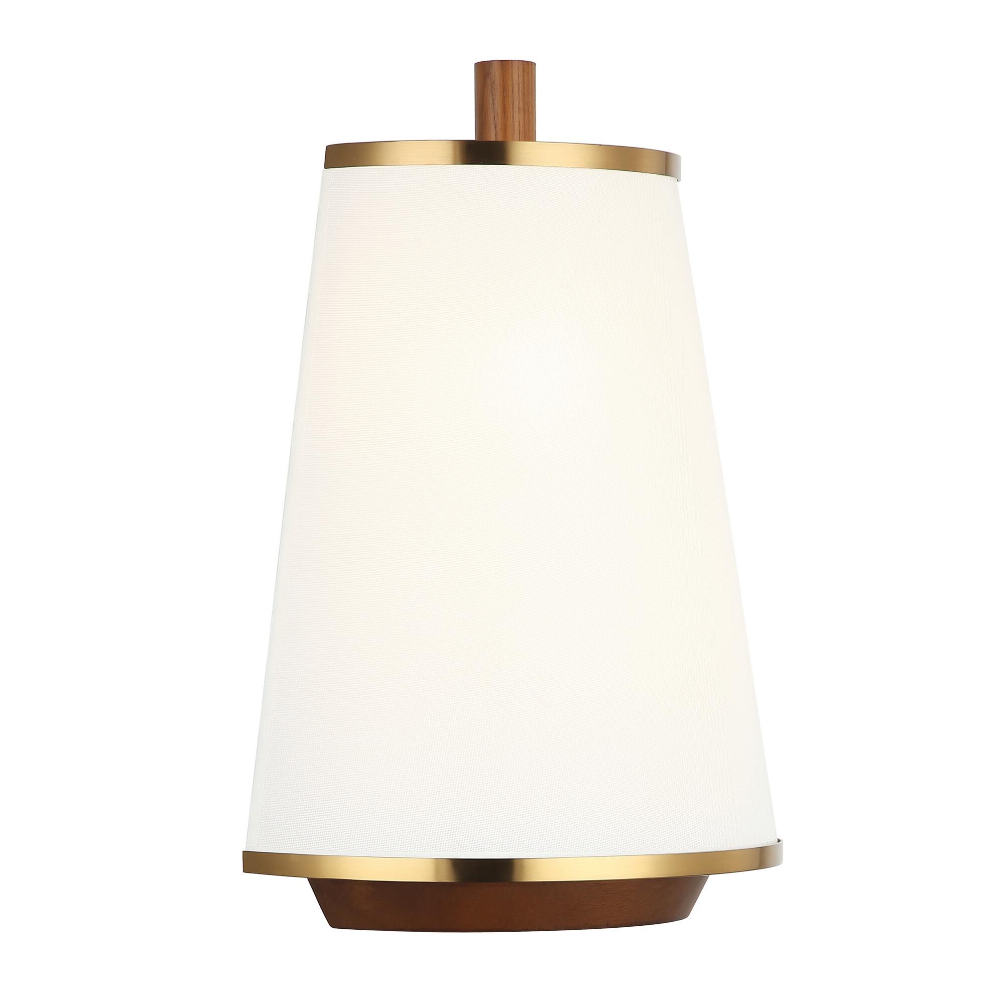 Shown in Brass, Natural and Brown finish and Off-White Linen shade