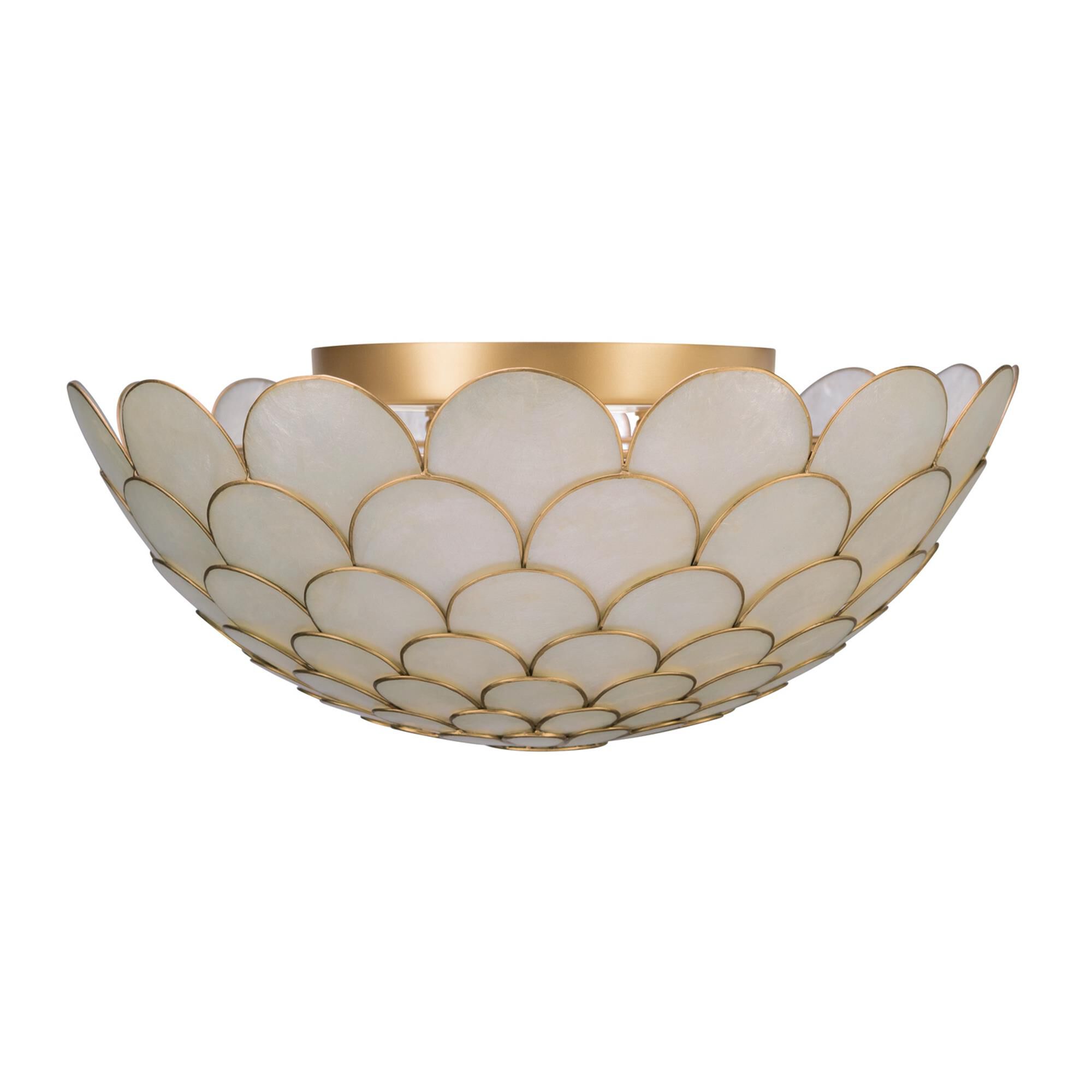 Shown in Soft Gold finish and Capiz Shell crystal