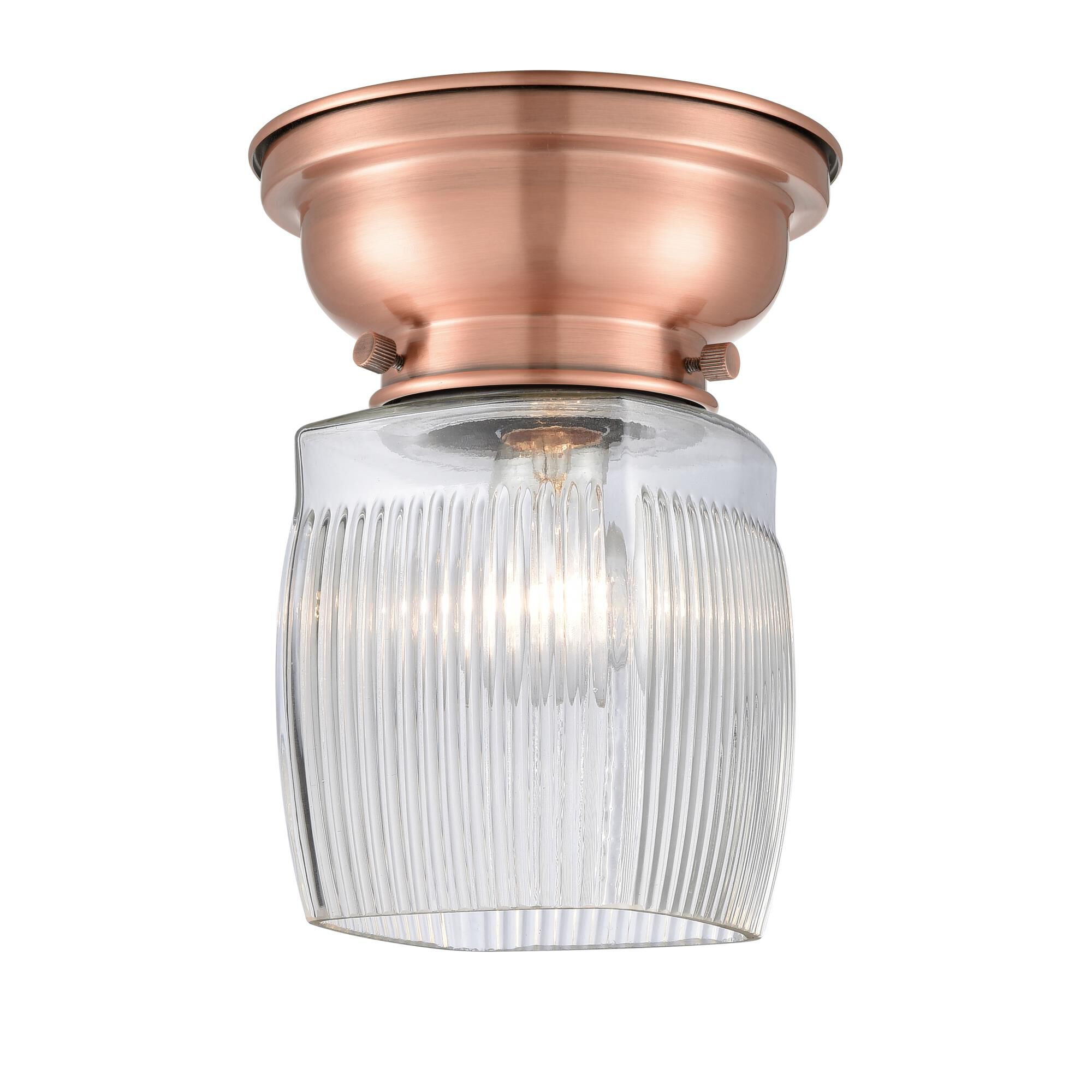 Shown in Antique Copper finish and Cube glass and Glass shade