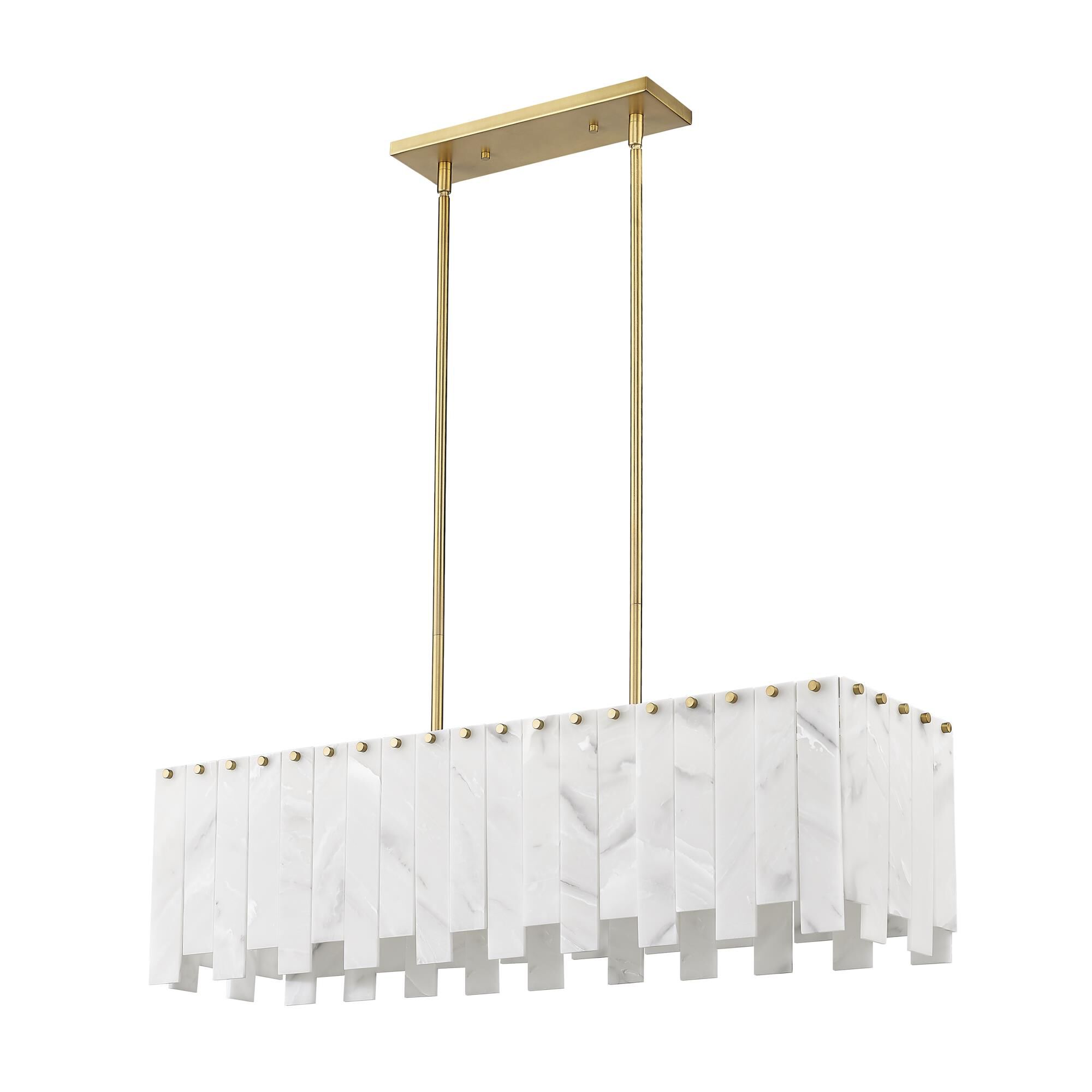 Shown in Rubbed Brass finish and Alabaster Resin shade