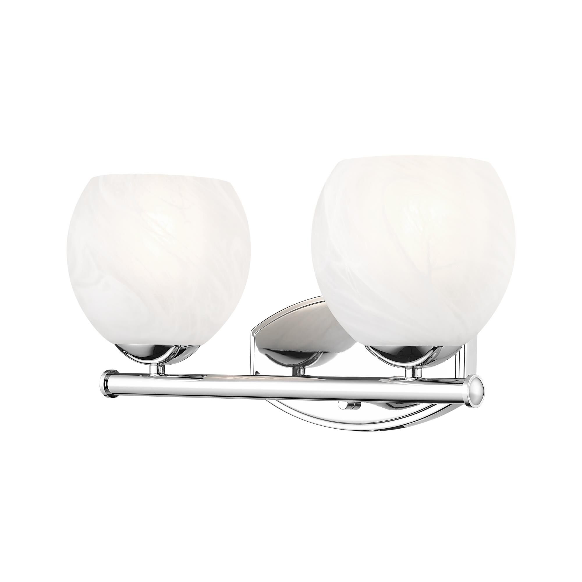 Shown in Chrome finish and Feathered White glass