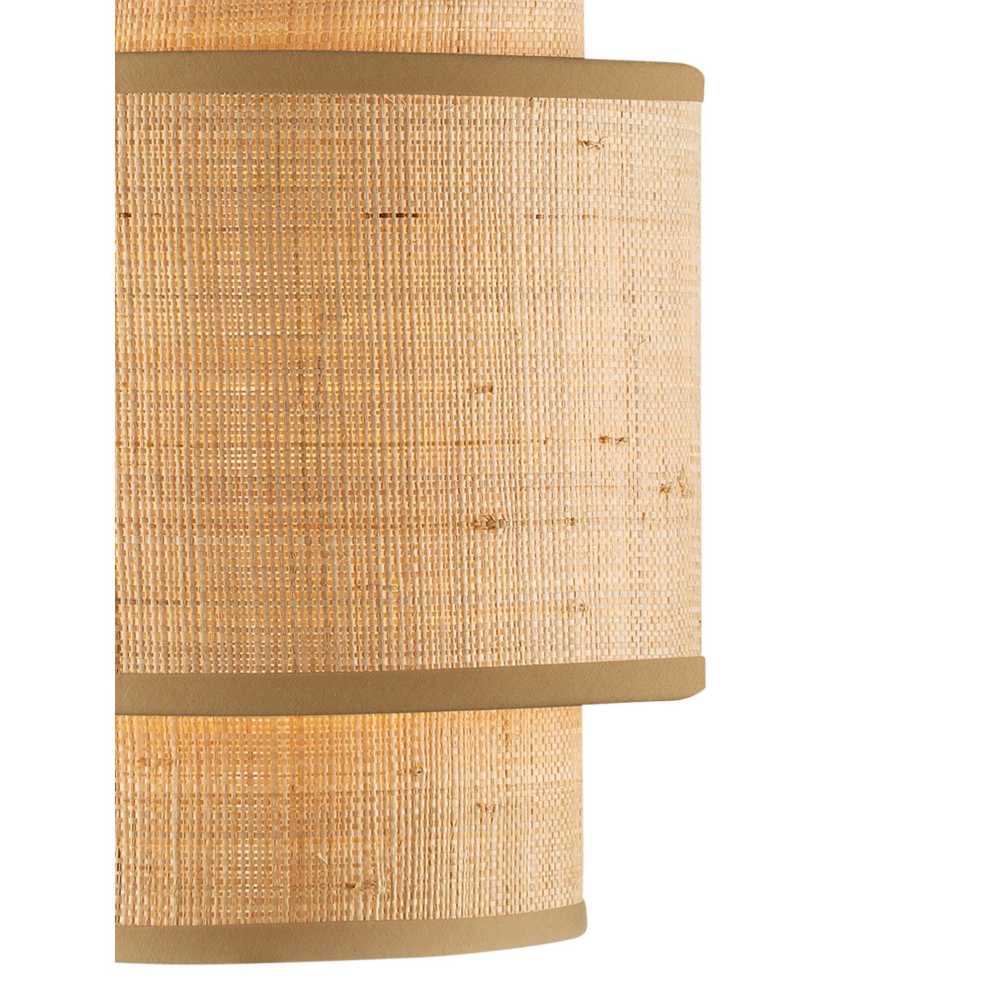 Shown in Satin Black and Natural finish and Grass Cloth shade