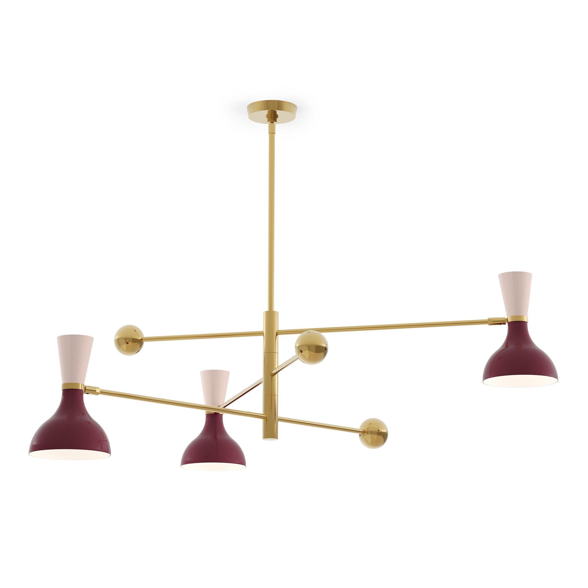 Shown in Modern Brass finish and Sugar Plum and Rose Water shade