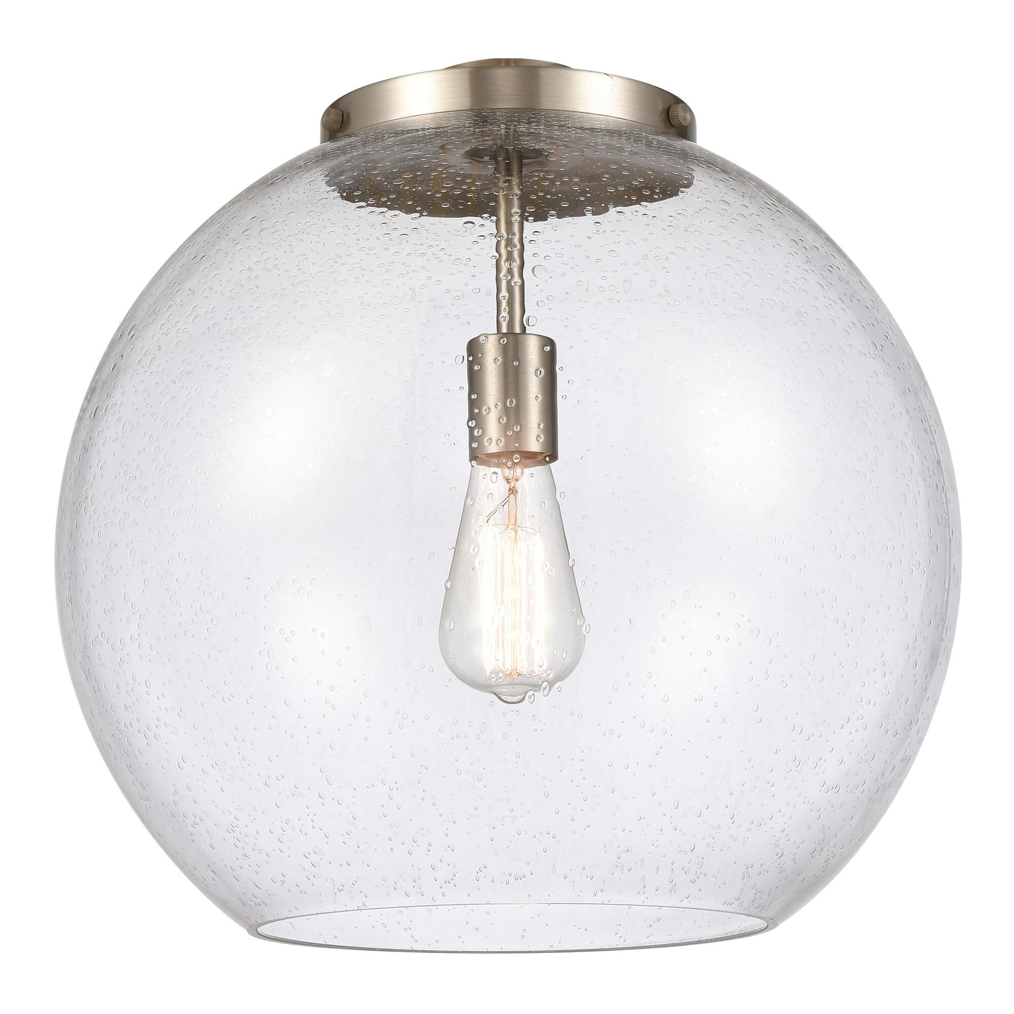 Shown in Satin Gold finish and Seedy glass