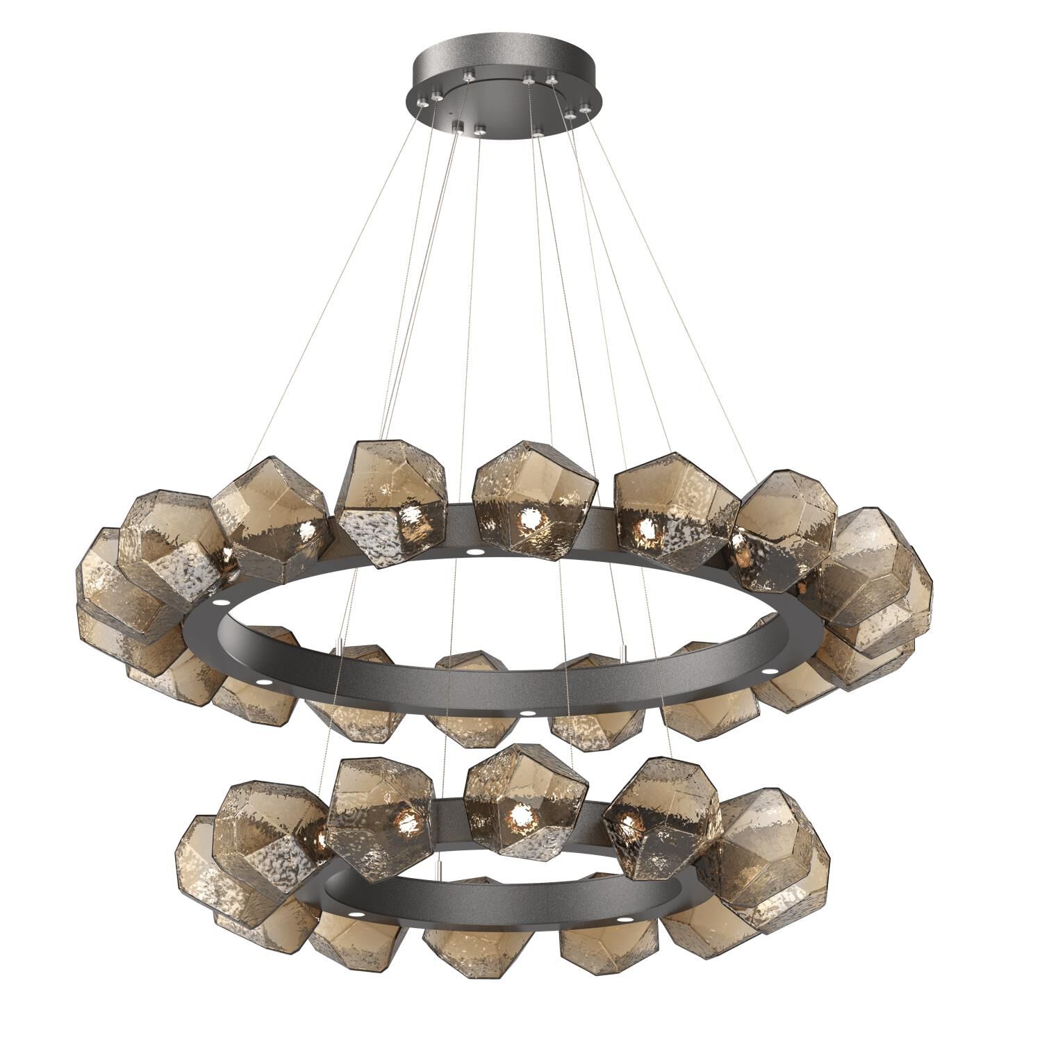 Shown in Graphite finish and Bronze Blown glass