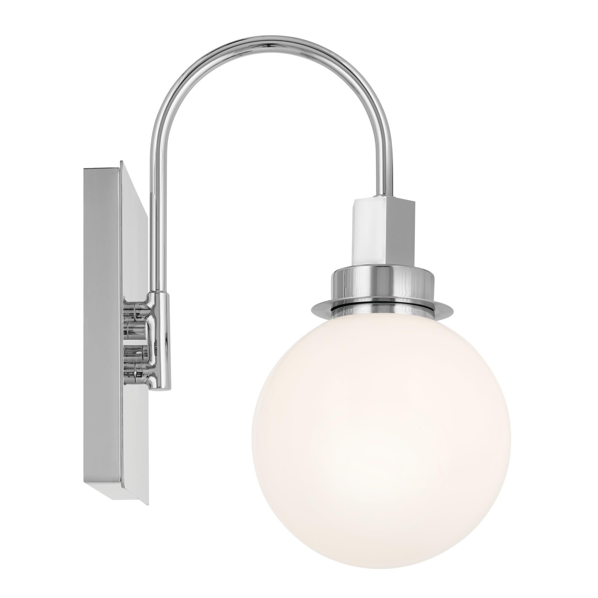 Shown in Chrome finish and Opal glass