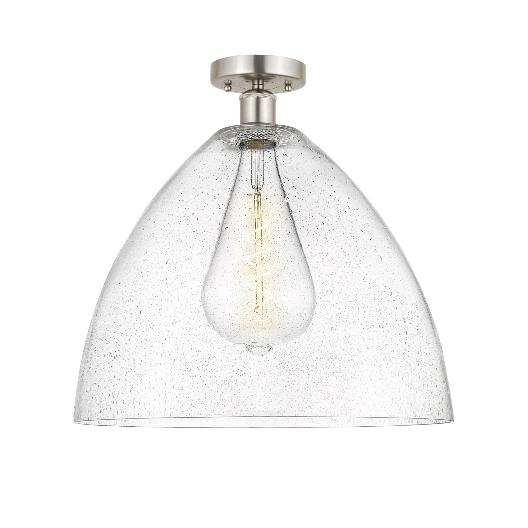 Shown in Brushed Satin Nickel finish and Seedy glass