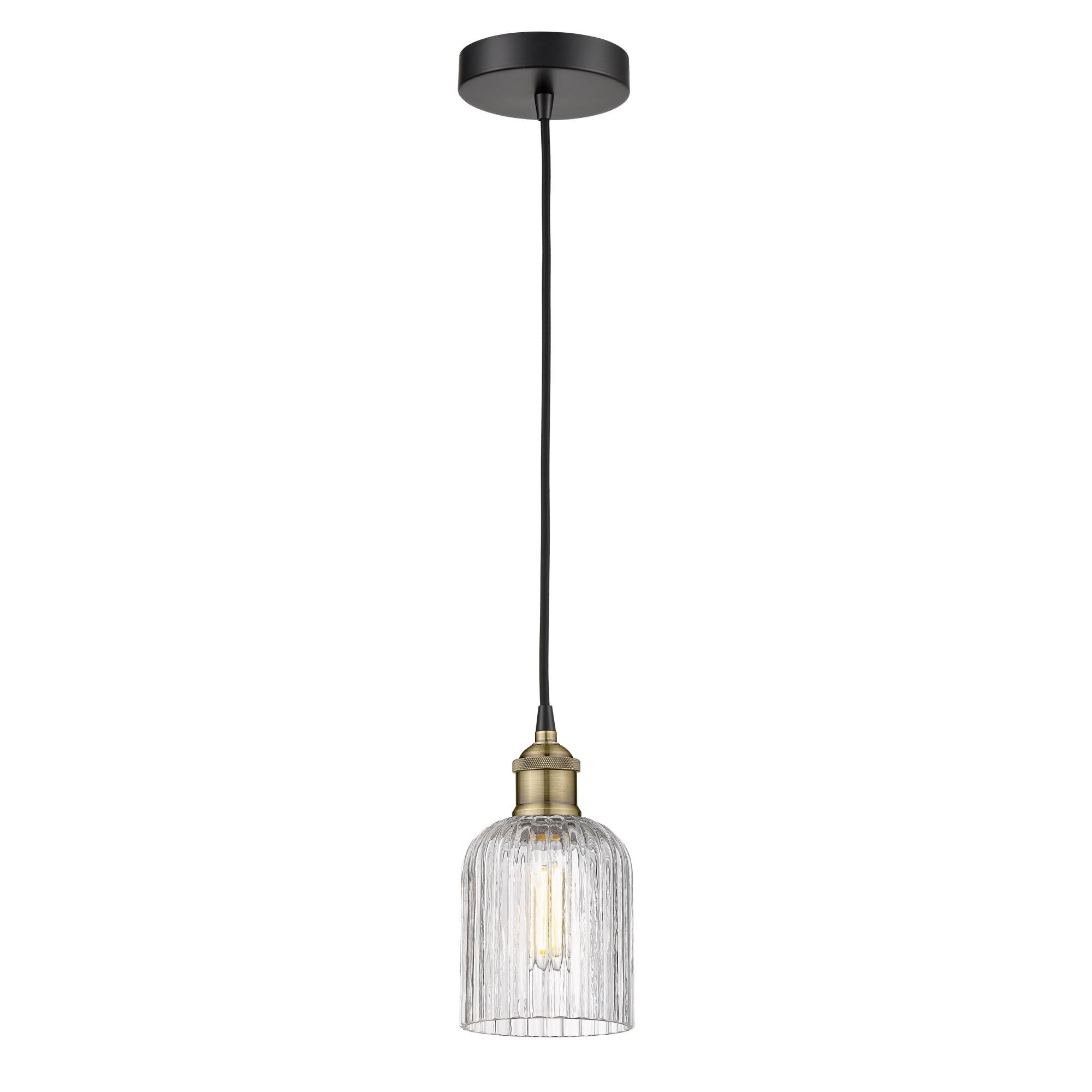 Shown in Black Antique Brass finish and Clear glass