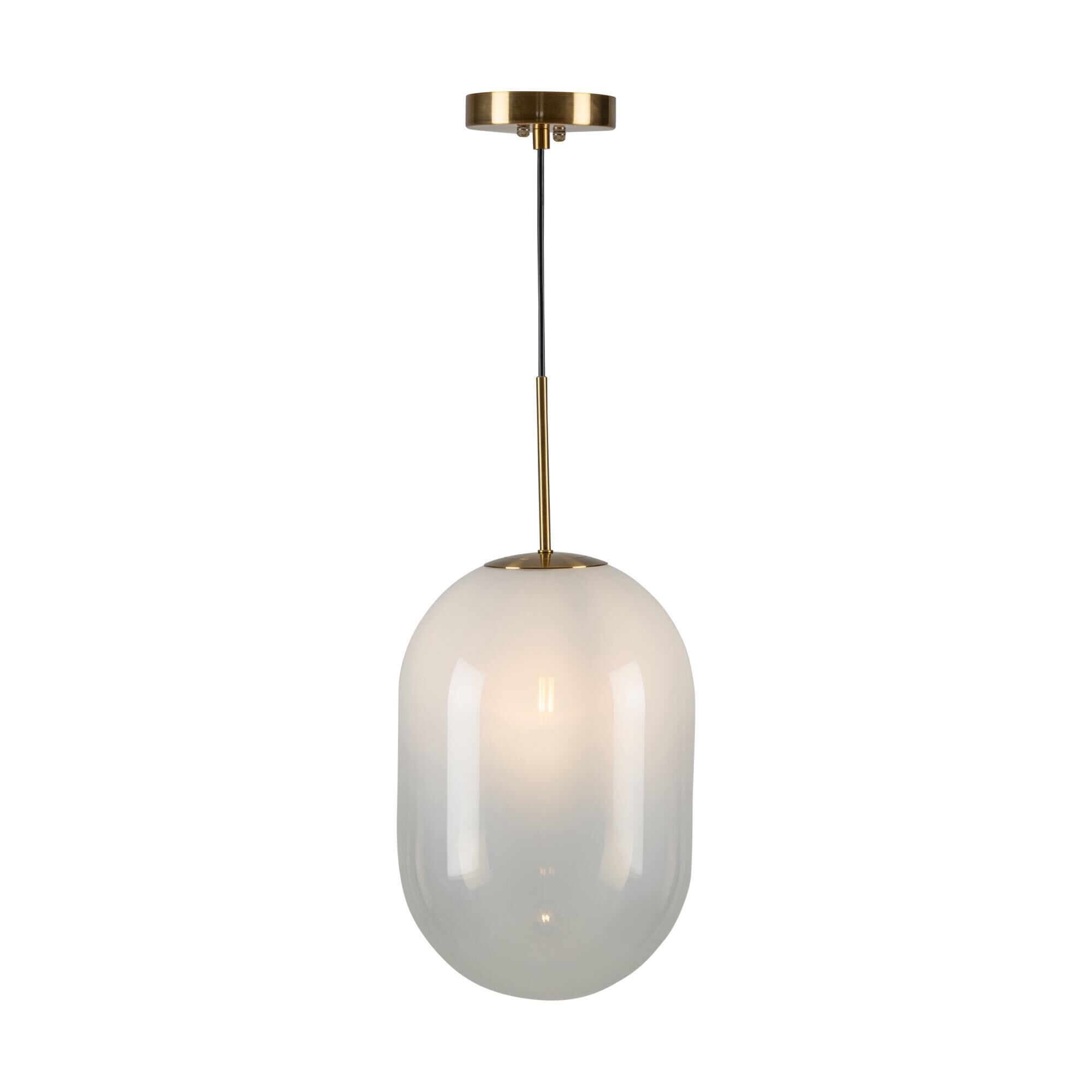 Shown in White, Brass finish and Glass shade