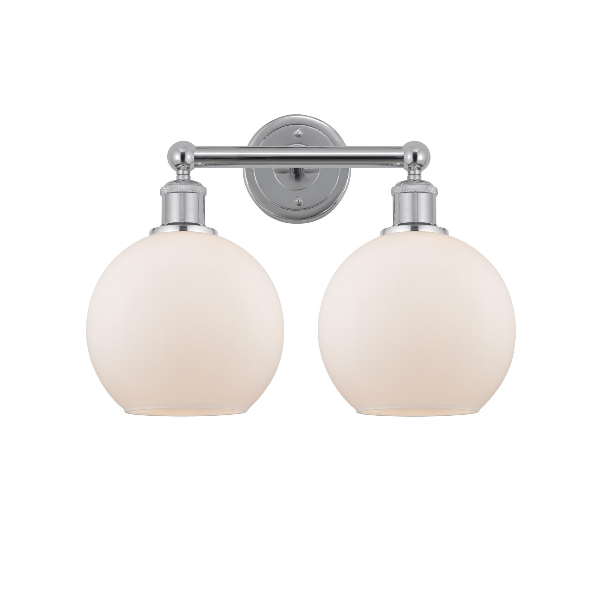 Shown in Polished Chrome finish and Matte White glass