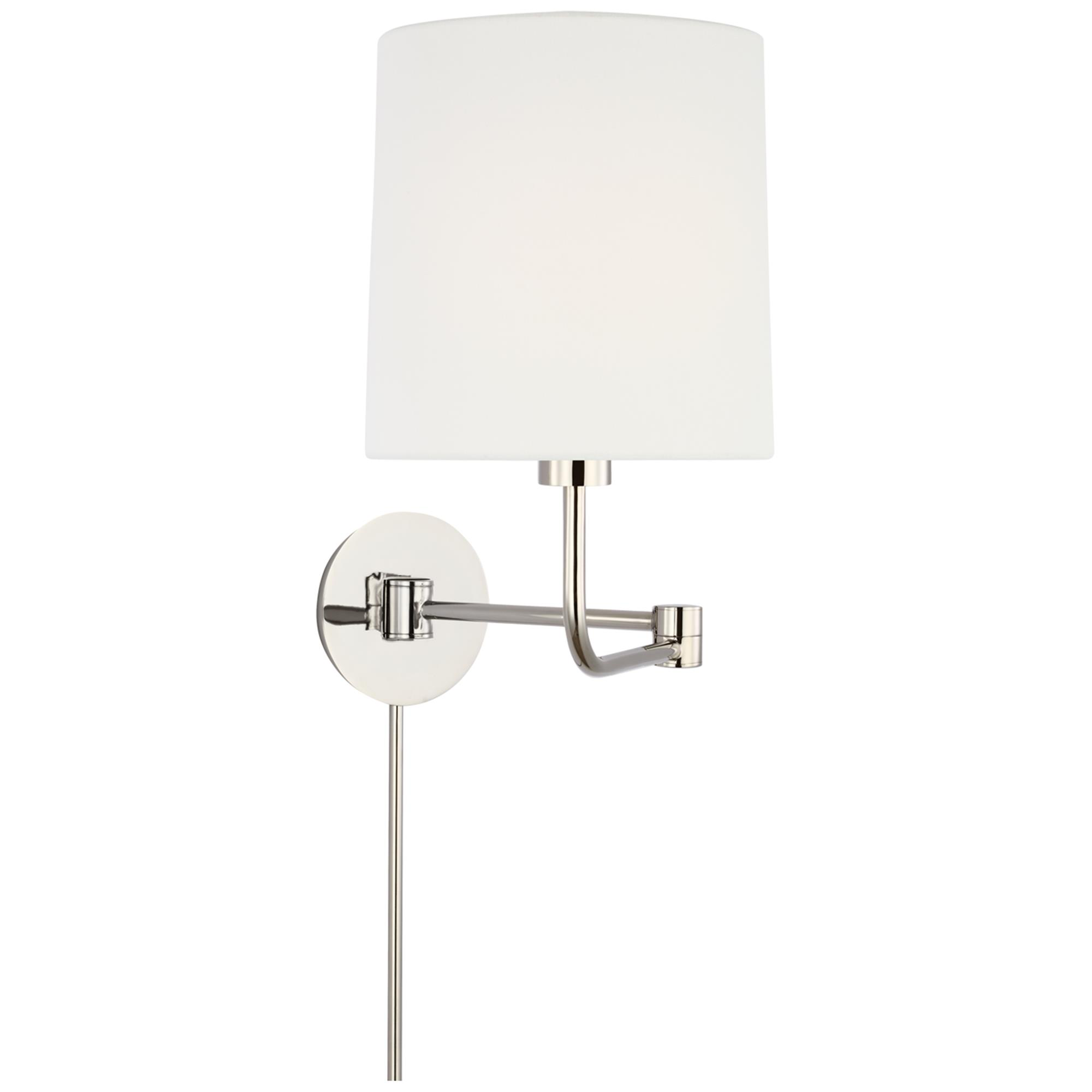 Shown in Polished Nickel finish and Linen shade