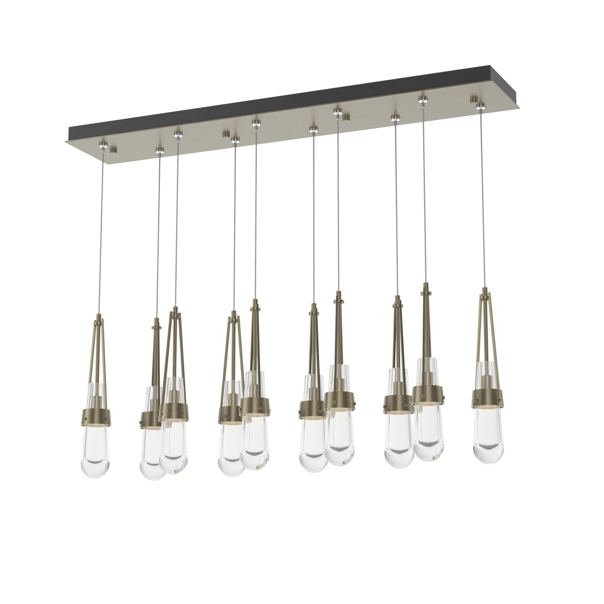 Shown in Soft Gold finish and Clear glass