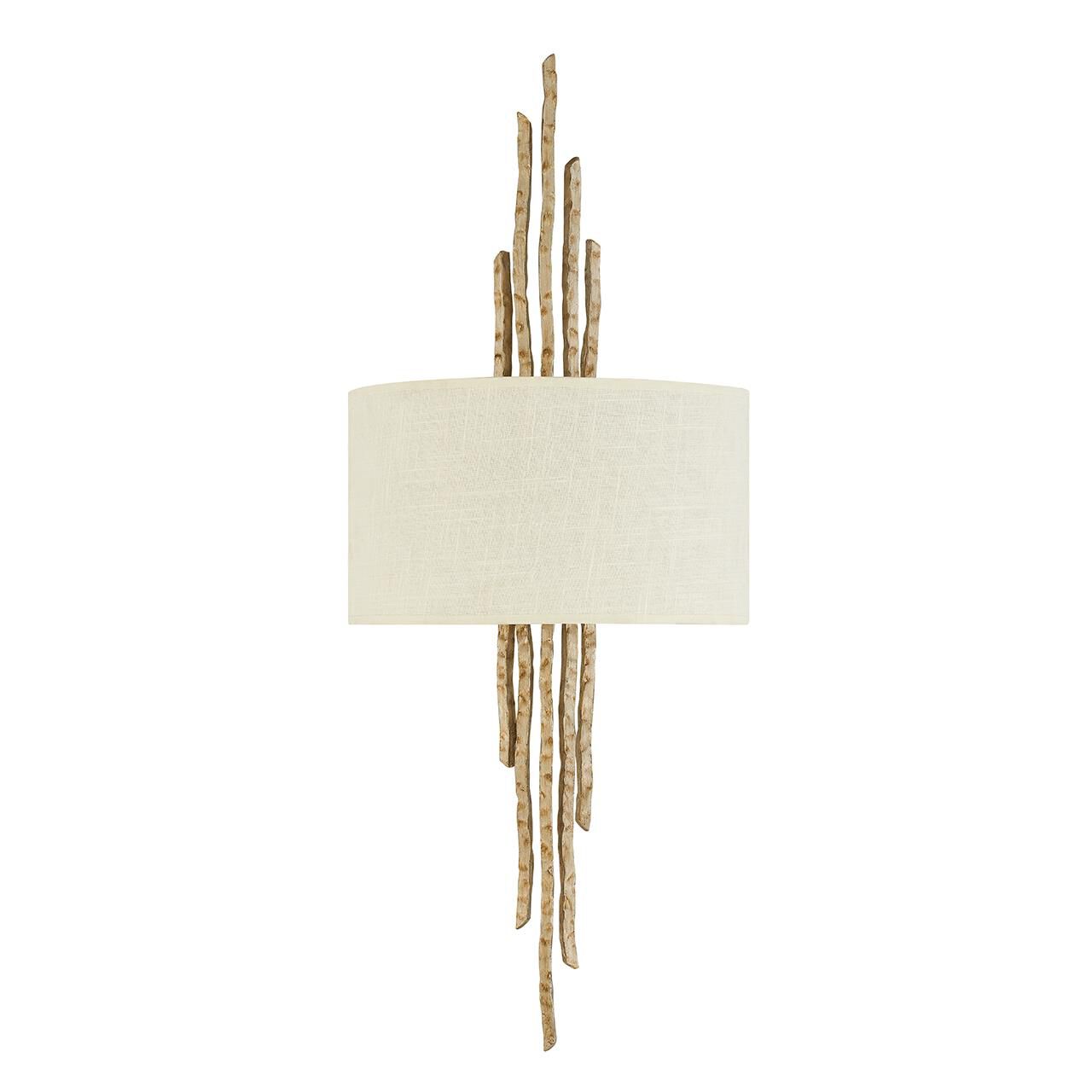 Shown in Champagne Gold finish and Linen shade