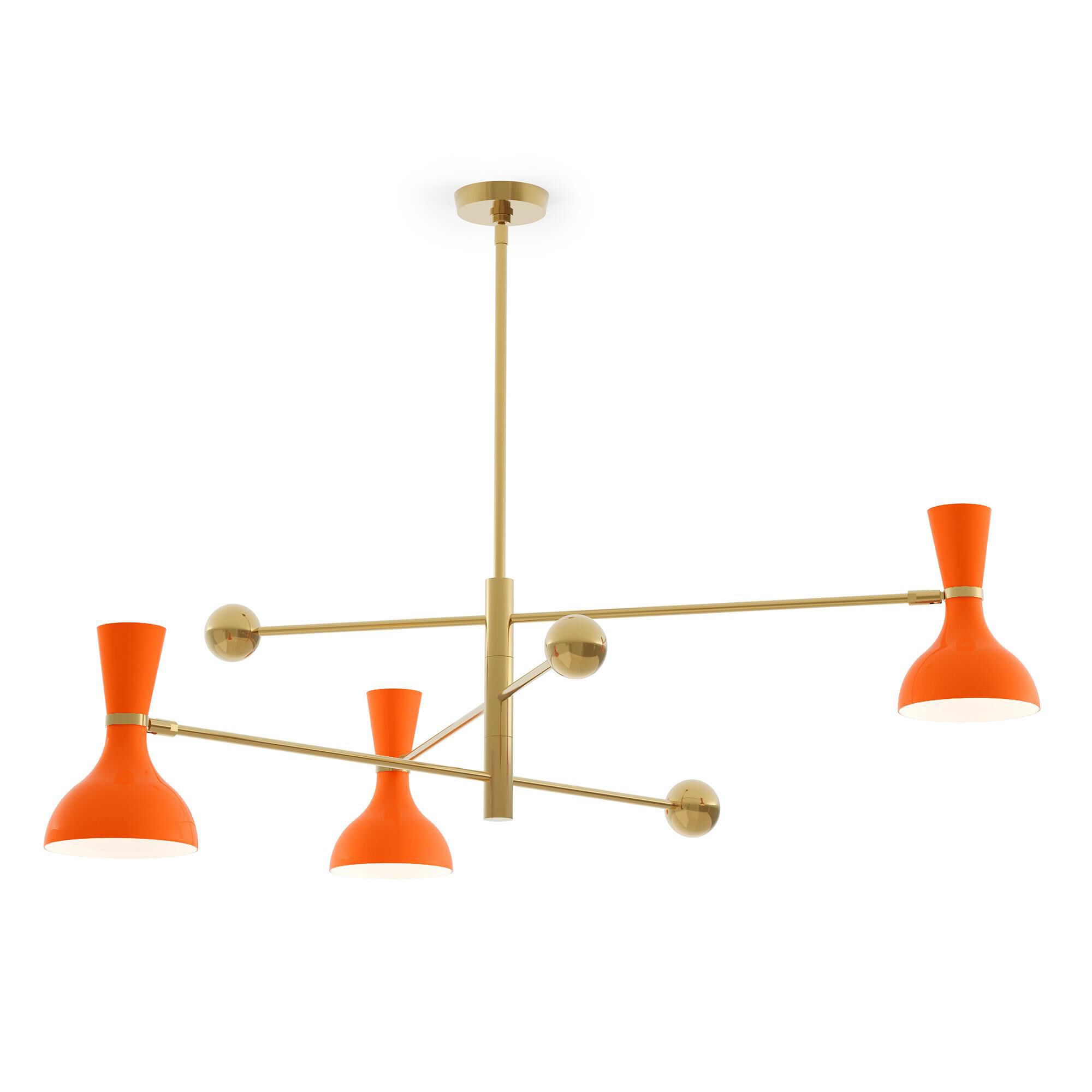 Shown in Modern Brass finish and Pumpkin shade