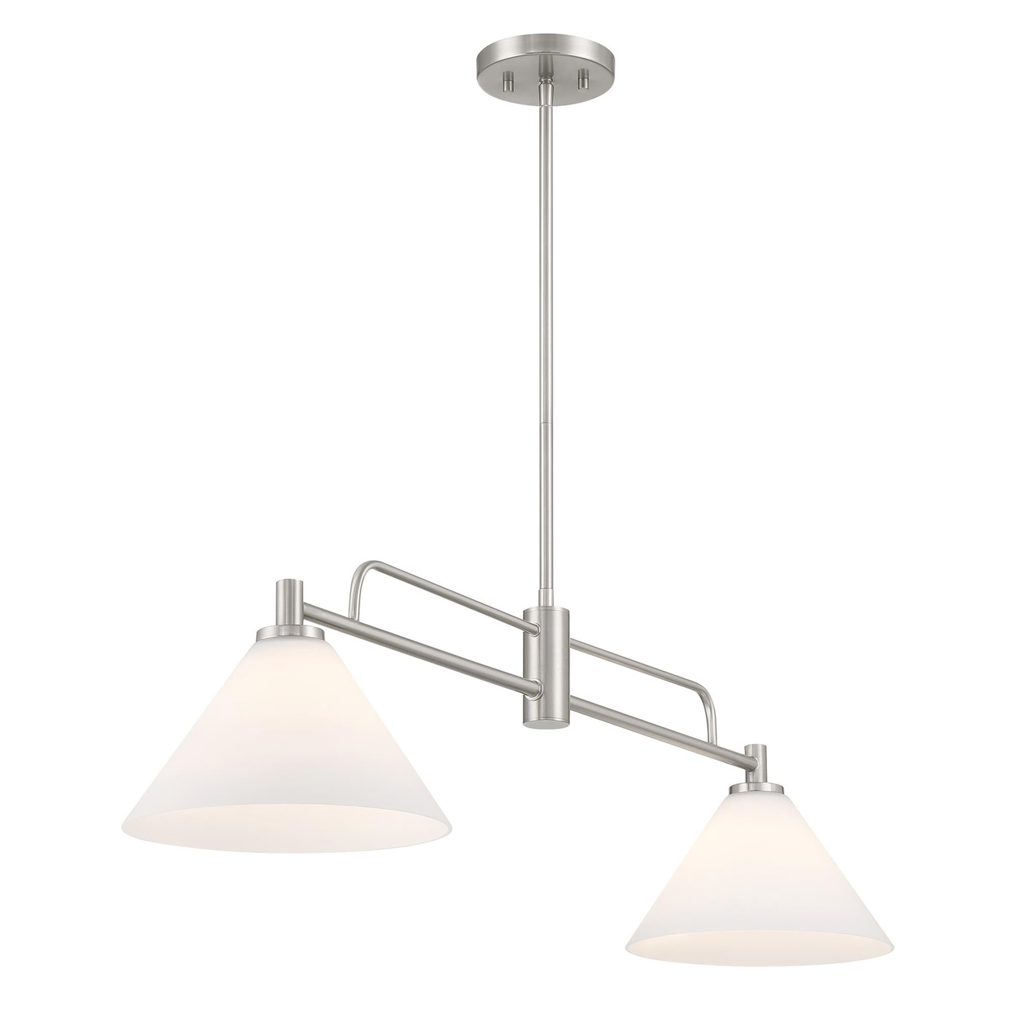 Shown in Brushed Nickel finish and White Opal glass