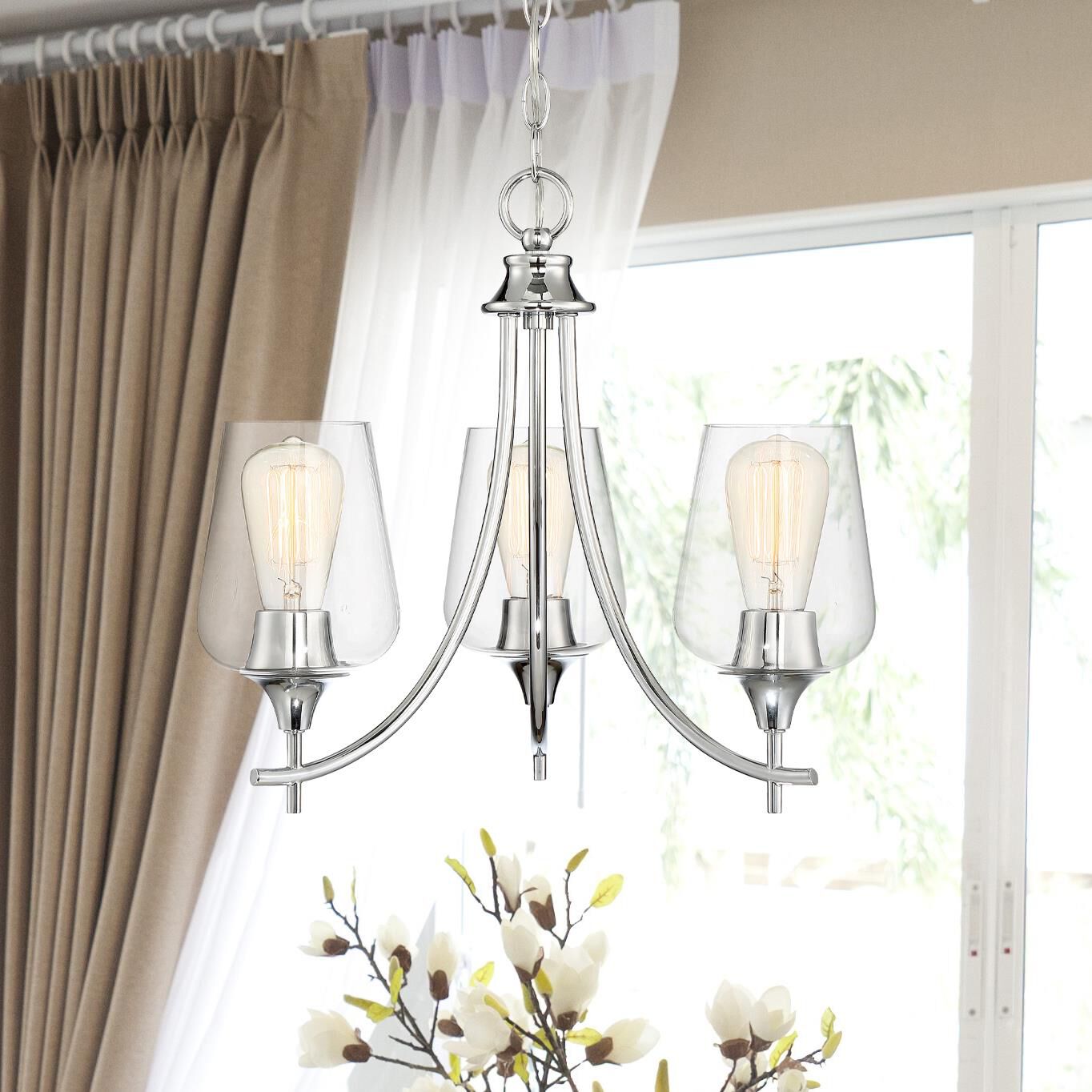 Shown in Polished Chrome finish and Clear glass