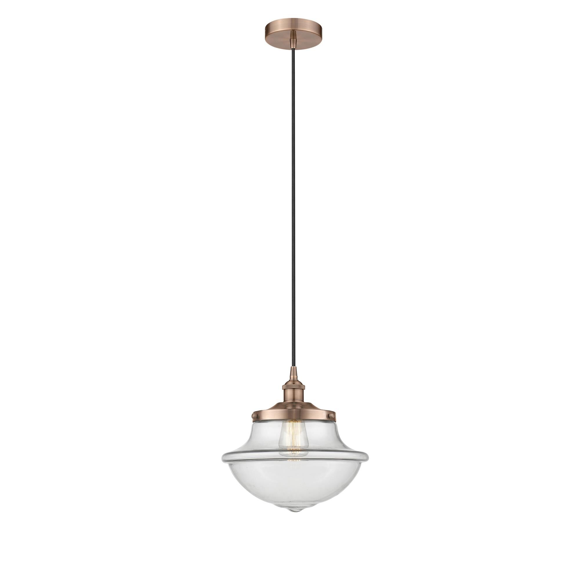 Shown in Antique Copper finish and Clear glass