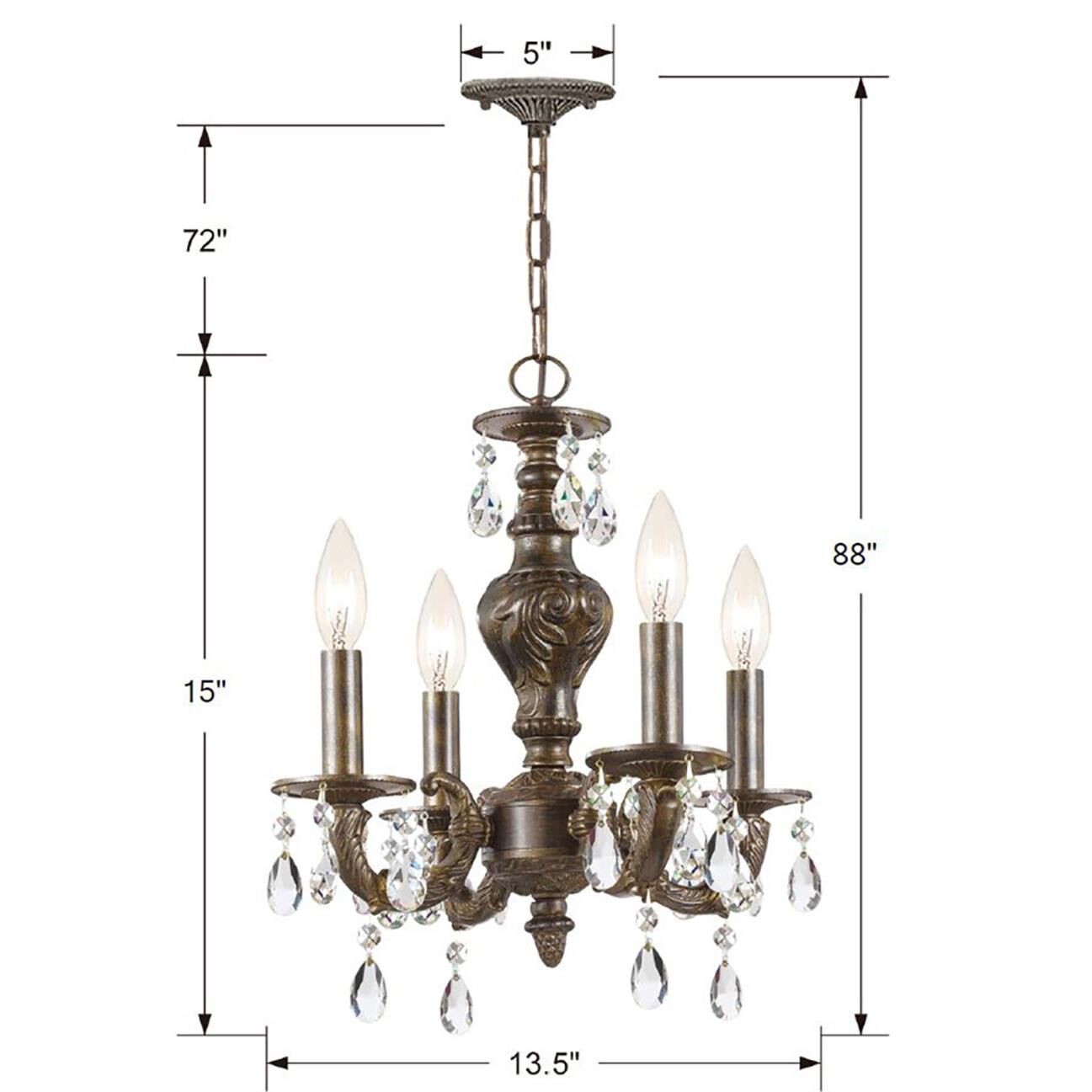 Paris Market 13 Inch 4 Light Mini Chandelier by Crystorama