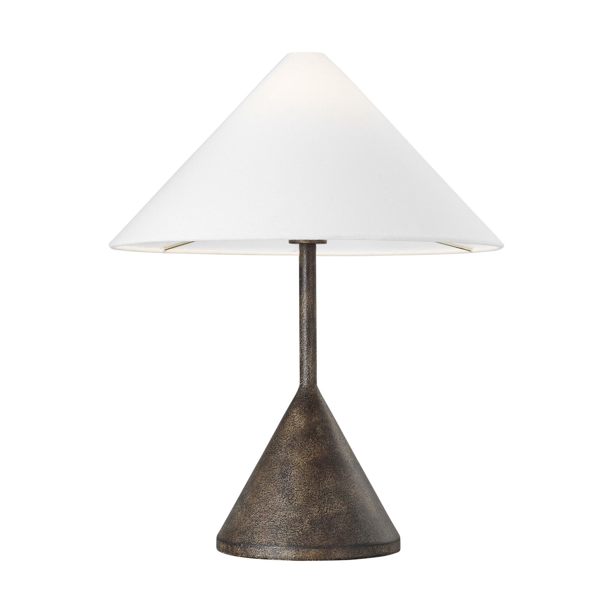 Shown in Rustic Bronze finish and White Linen shade