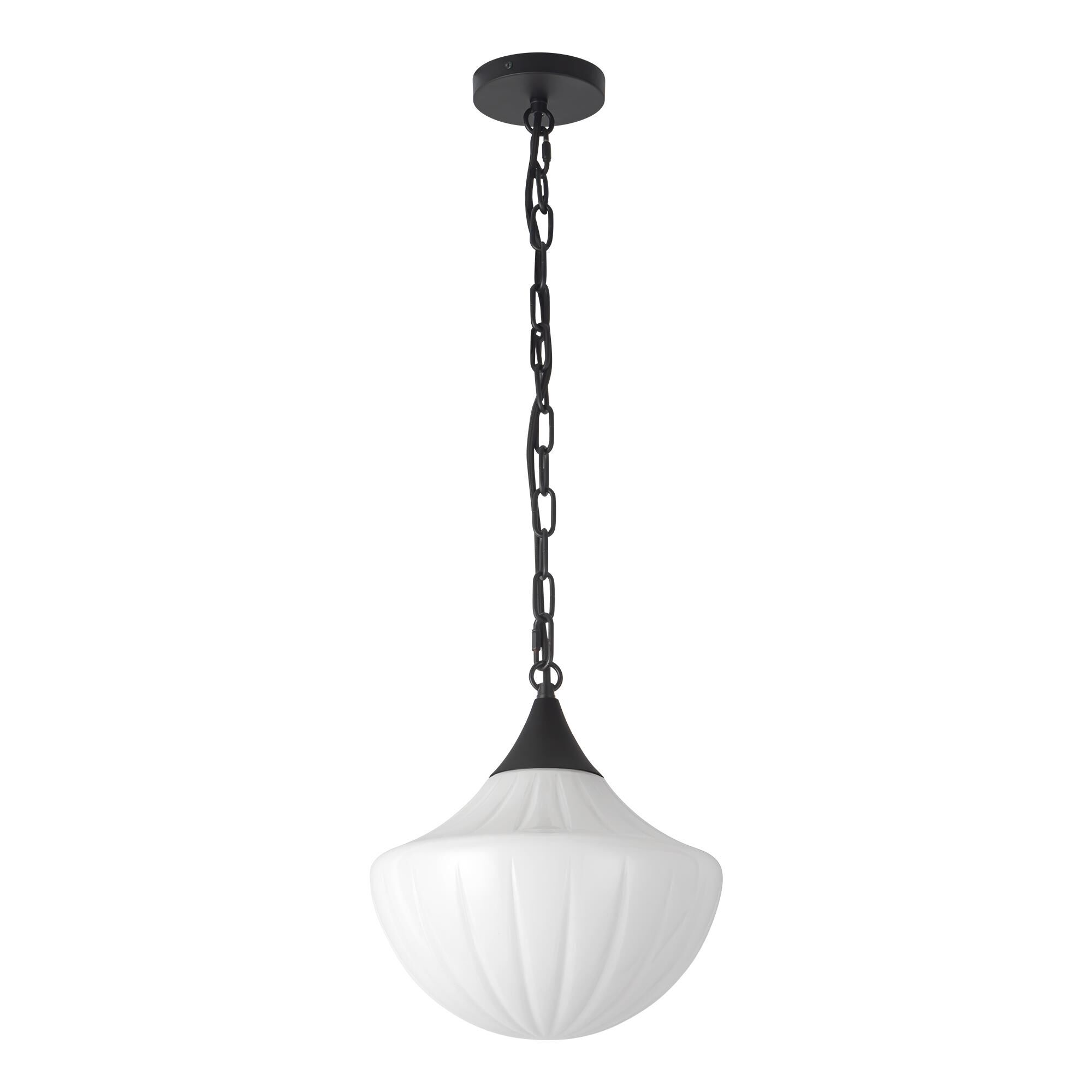 Shown in Matte Black finish and Glossy Ribbed Opal glass