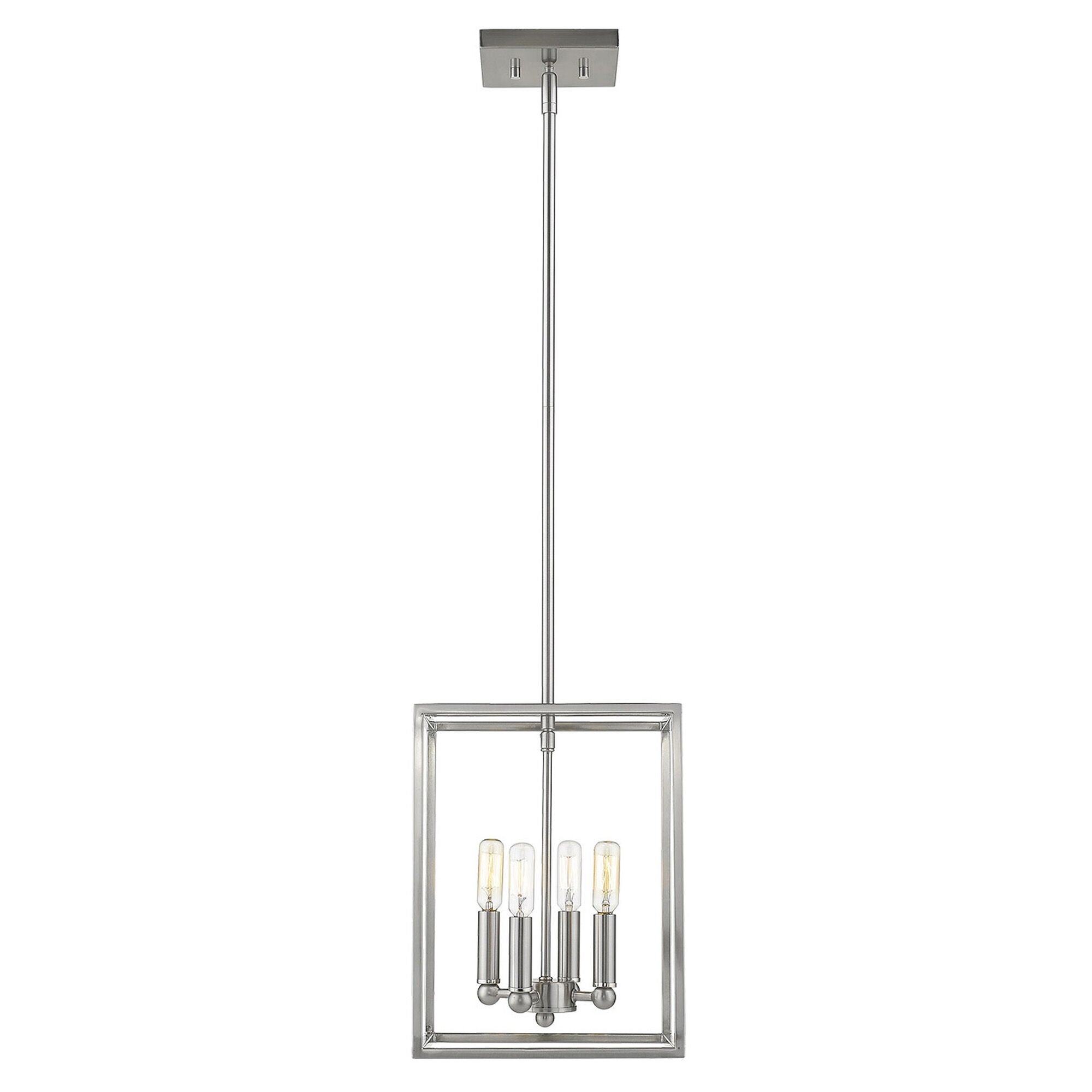 Shown in Satin Nickel finish and -- glass and -- shade