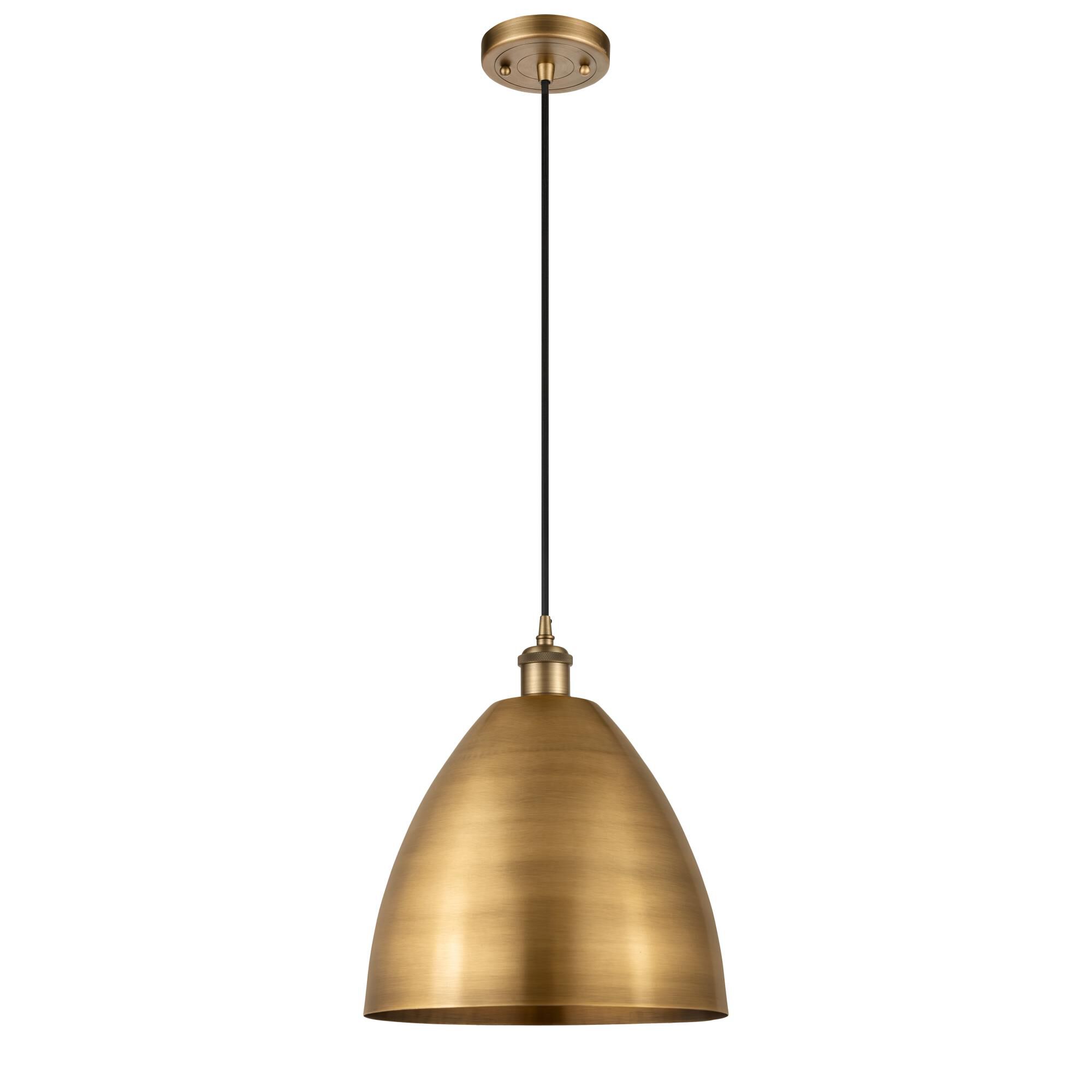Shown in Brushed Brass finish and Matte Black Ballston Dome shade