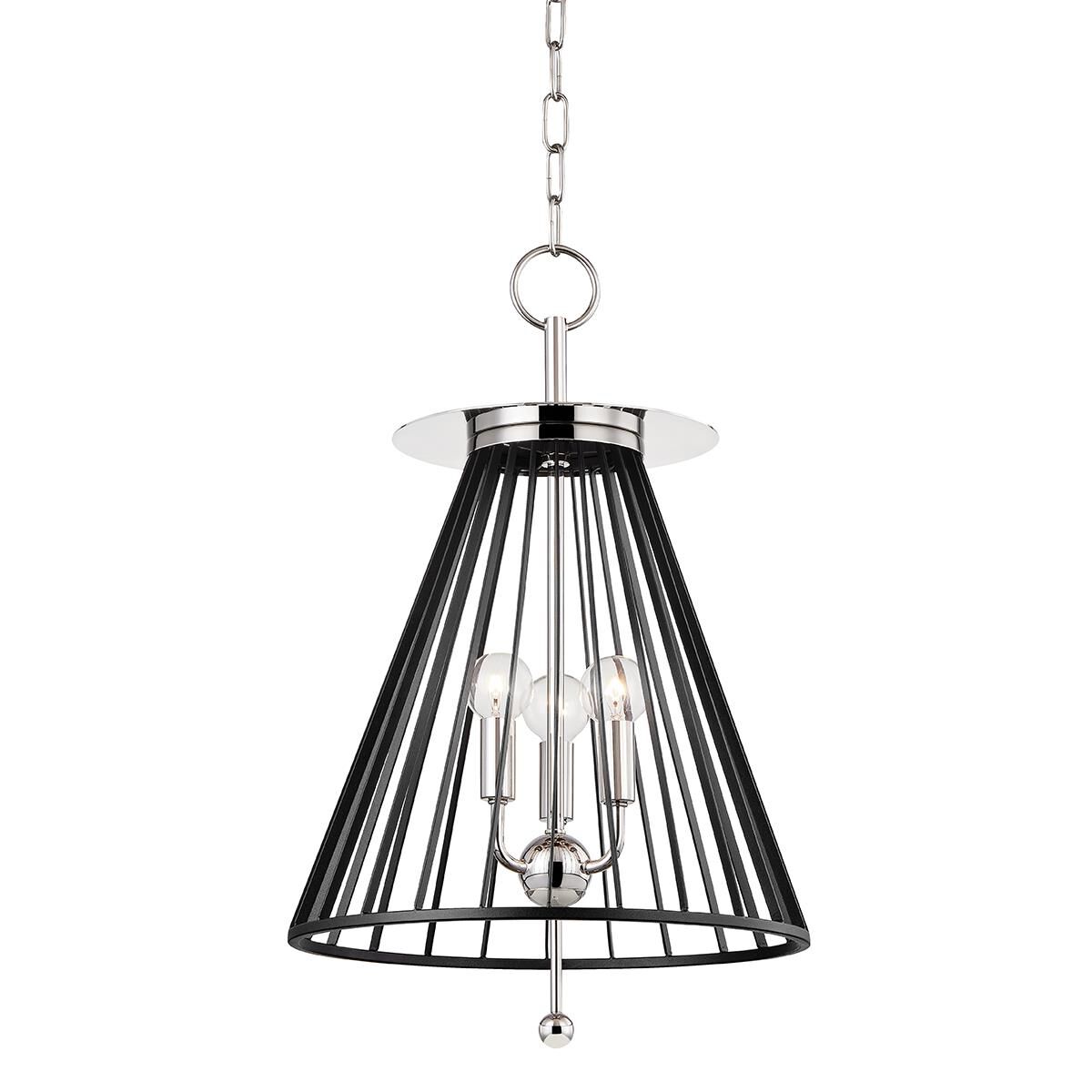 Shown in Polished Nickel/Black finish and Black Steel shade