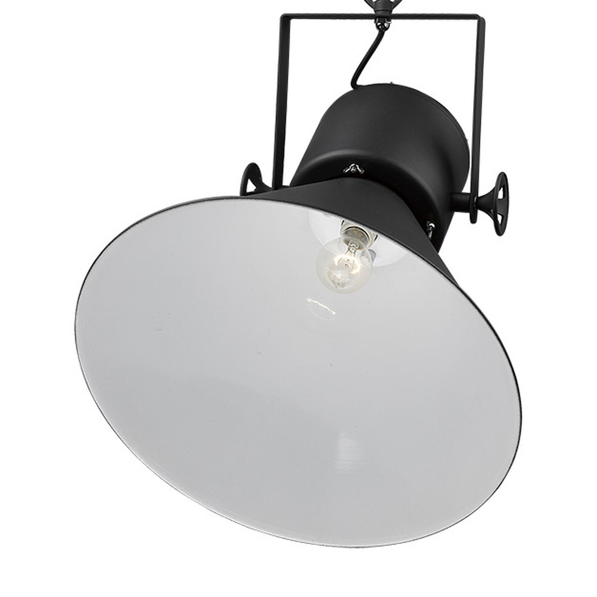 Shown in Matte Black finish and Black glass and Black Metal Cone Shaped  W/ White Interior shade