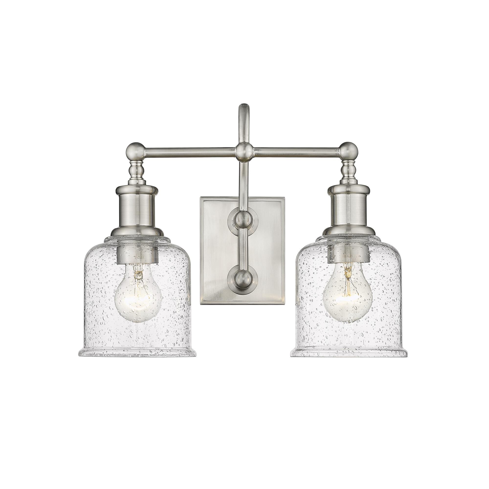 Shown in Brushed Nickel finish and Glass shade