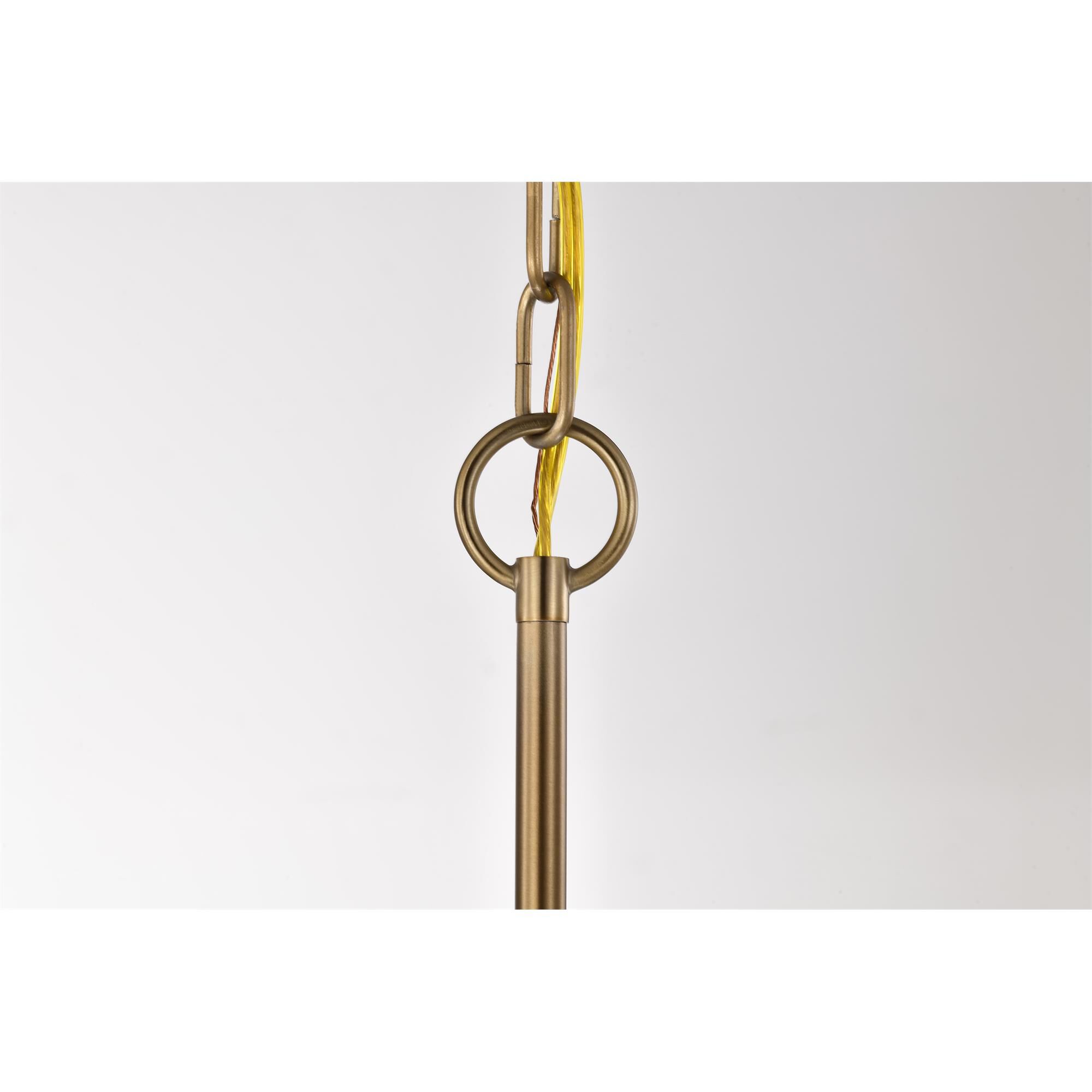 Shown in Burnished Brass finish and White Opal glass