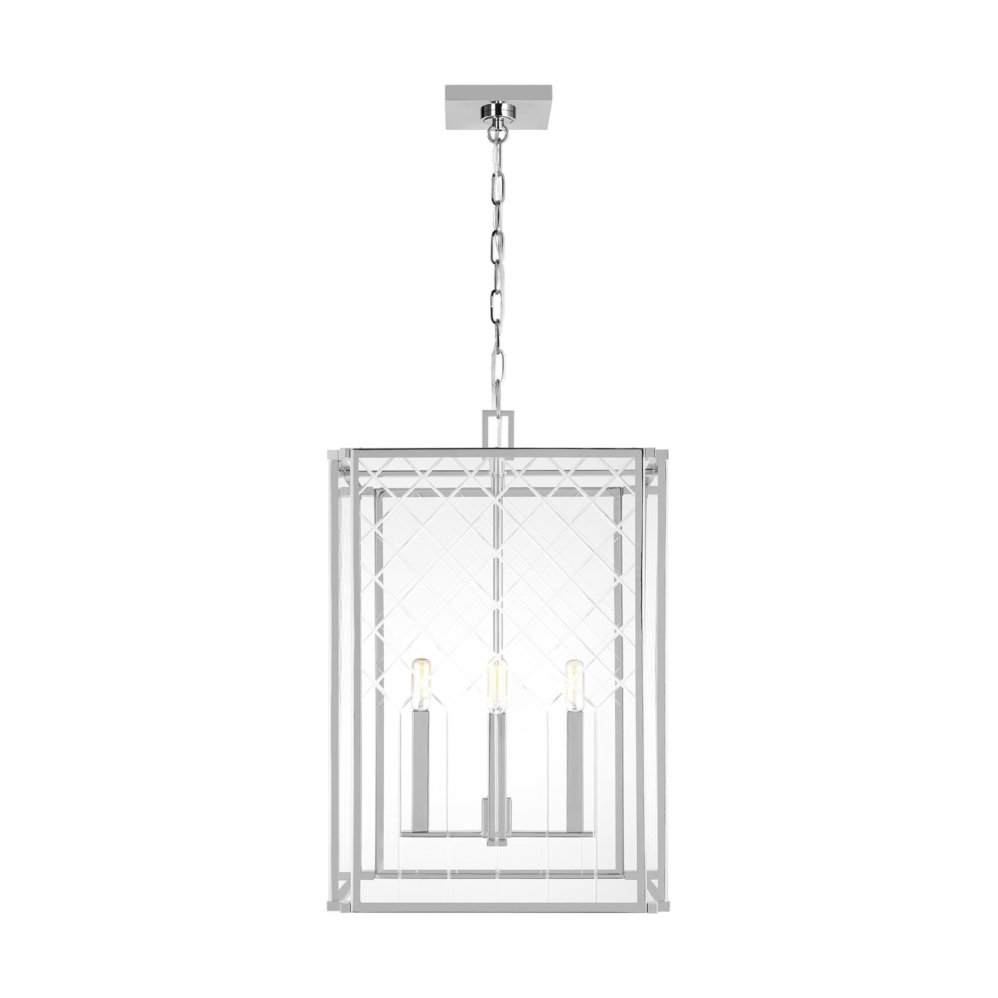 Shown in Polished Nickel finish and Clear With Diamond Cut Pattern glass