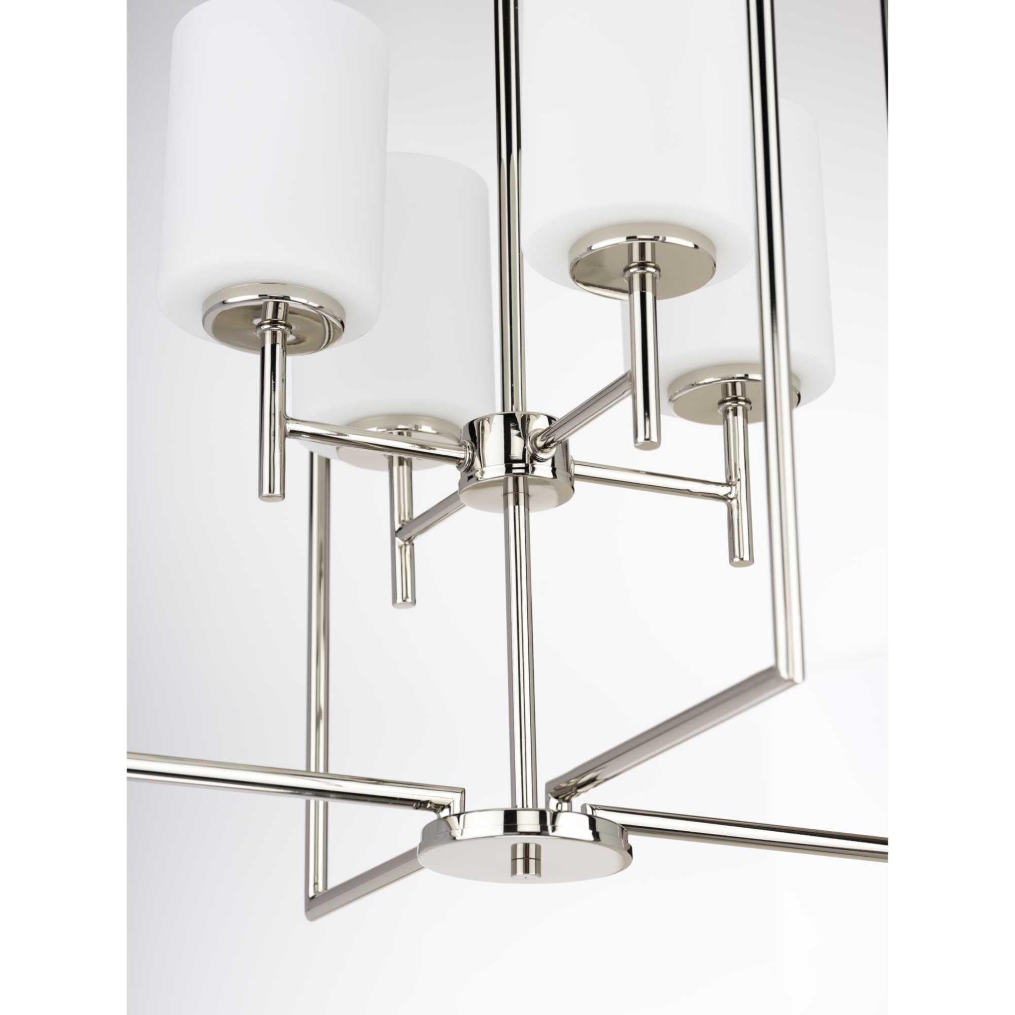 Shown in Polished Nickel finish and Etched White glass
