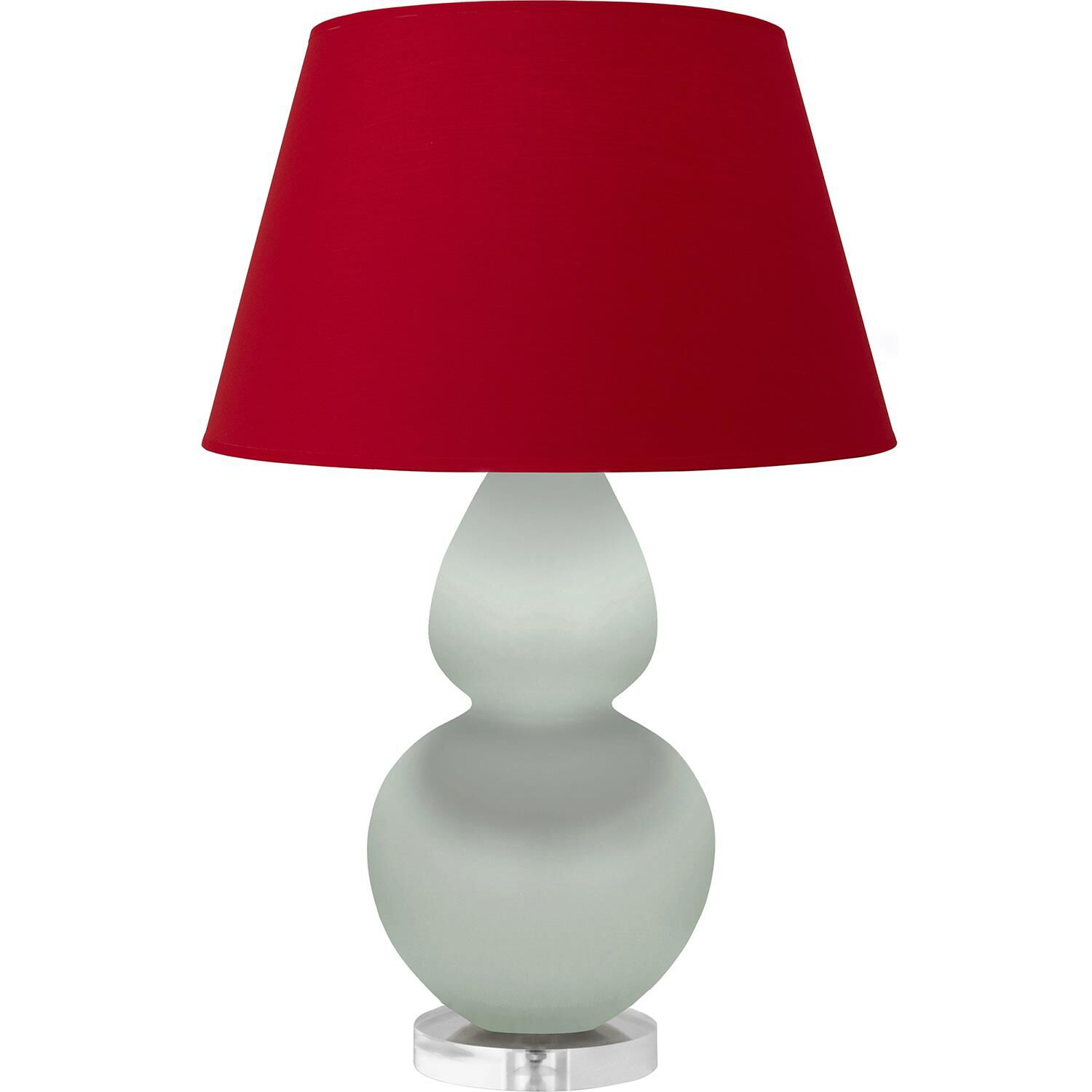 Shown in Matte Celadon finish and Black and Red shade and Lucite accent