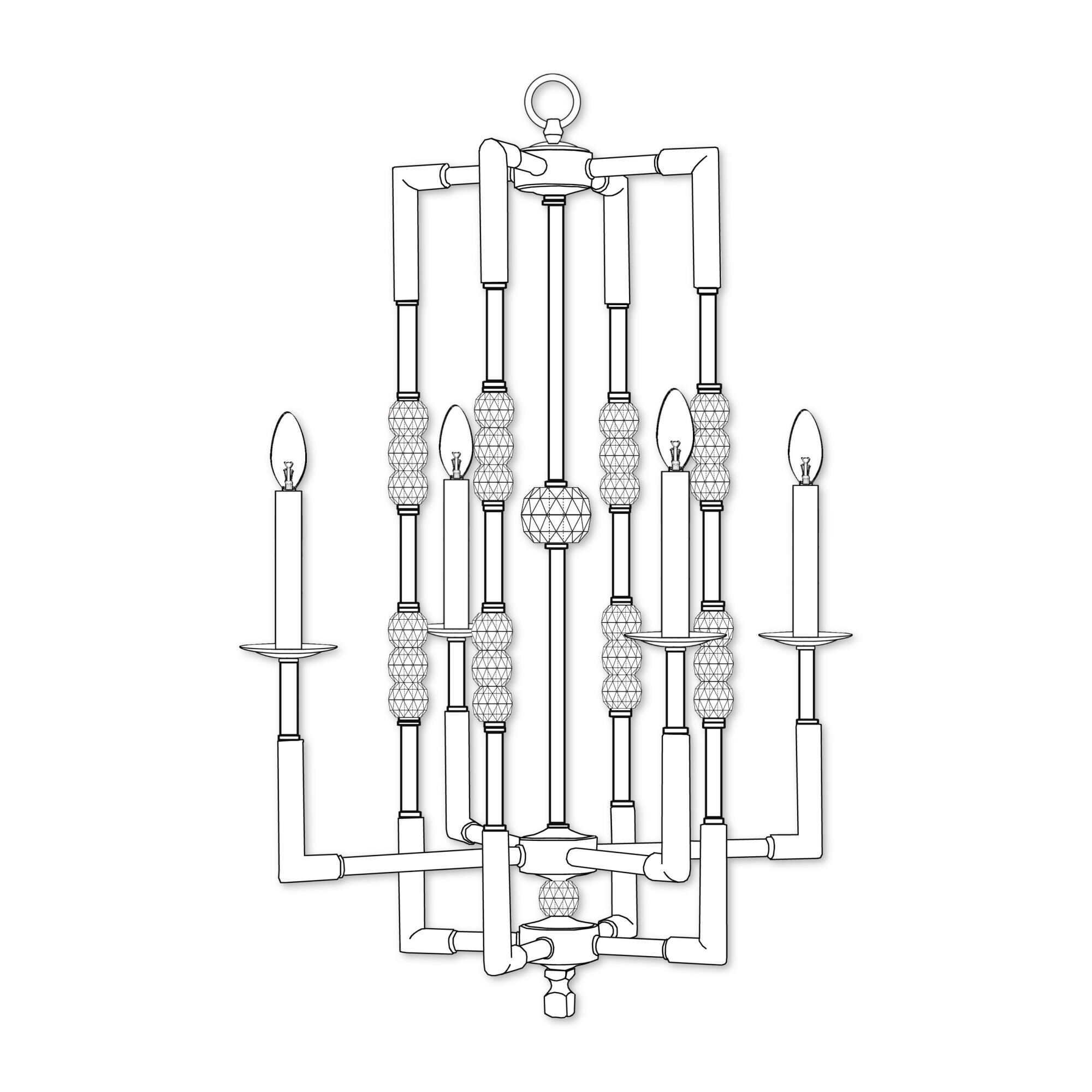 Shown in Polished Brass finish and Precision Beads On Frame crystal and Matching Brass Candle Cover accent