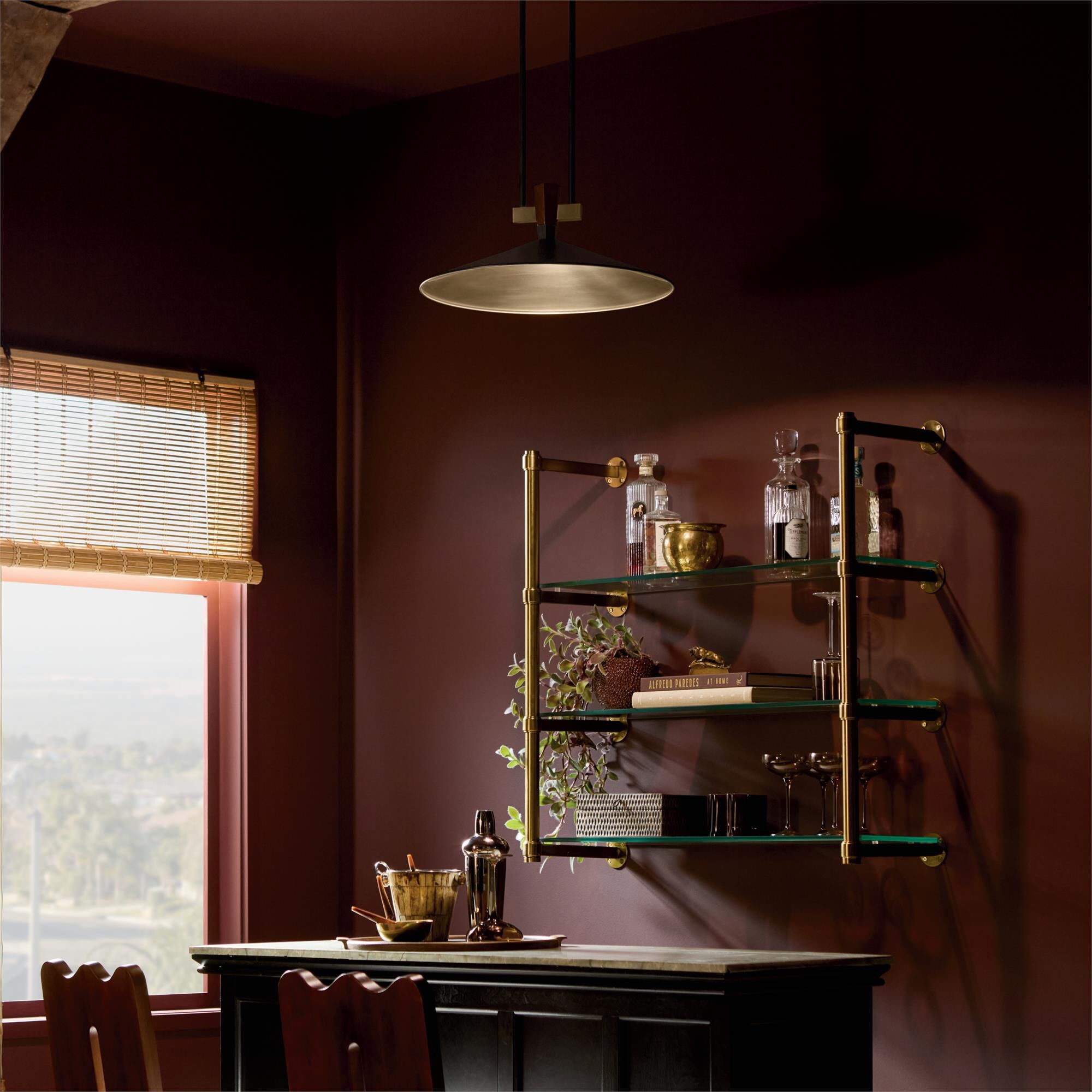 Shown in Black finish and Fabric shade