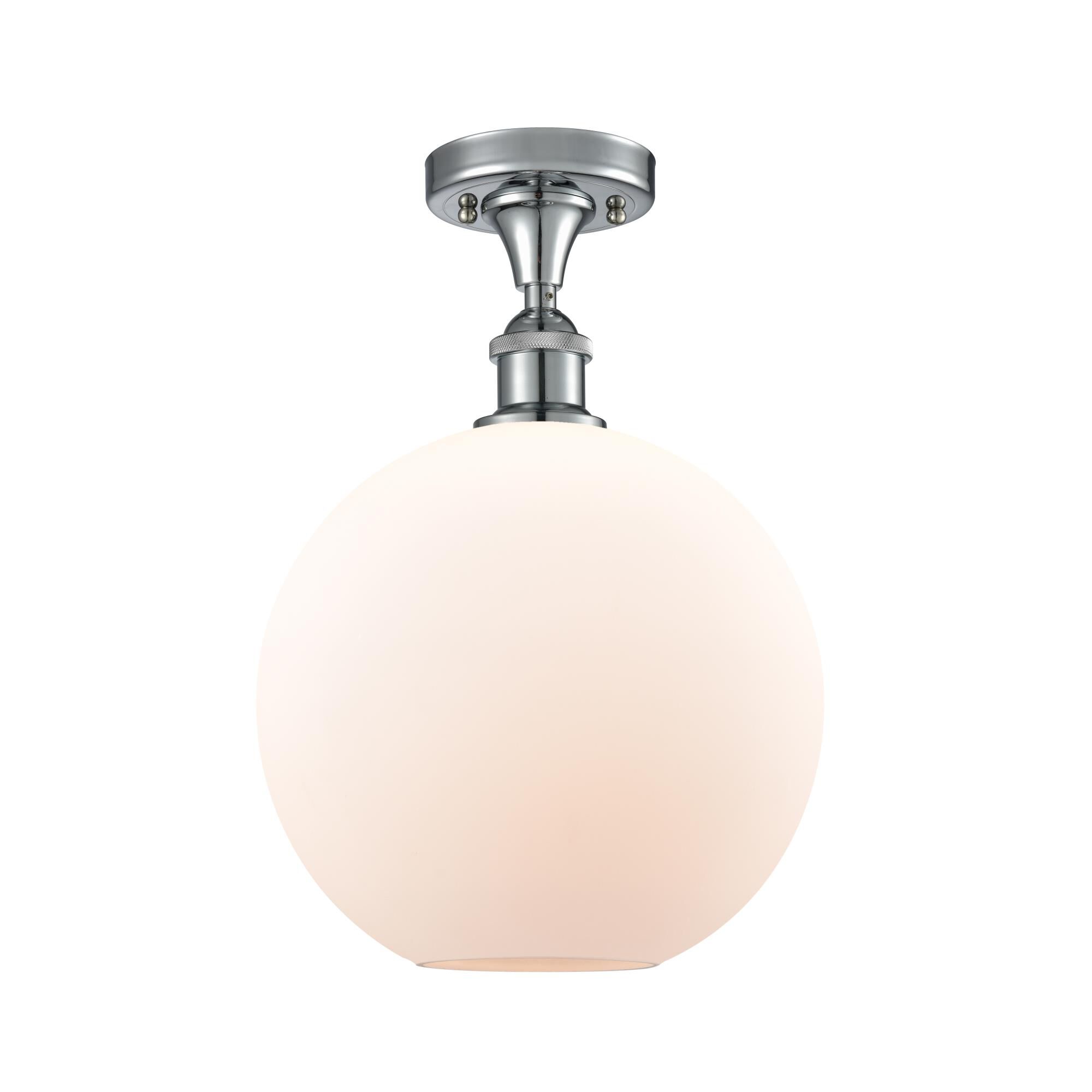 Shown in Polished Chrome finish and Cased Matte White glass