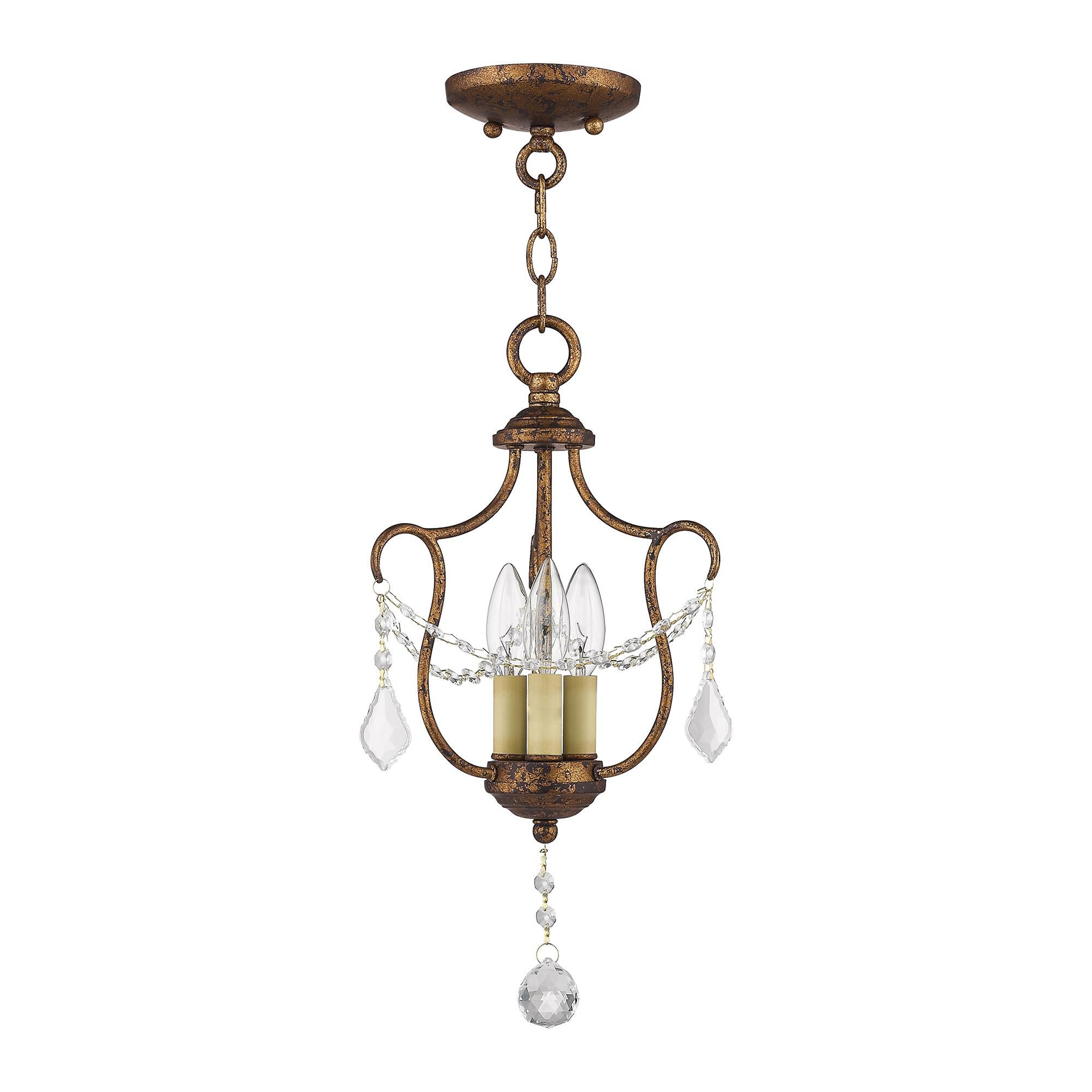 Shown in Hand Applied Venetian Golden Bronze finish and Clear crystal