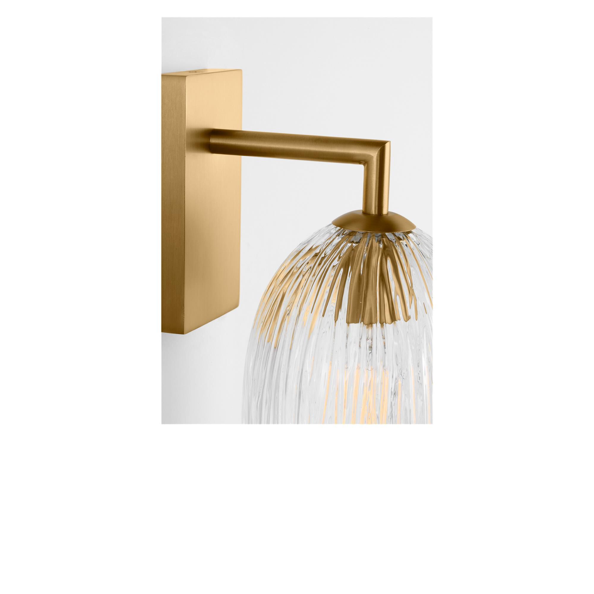 Shown in Burnished Brass finish and Striped Clear glass