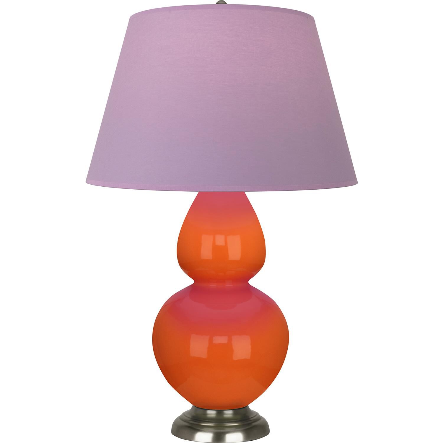 Shown in Pumpkin finish and Lavender and Plum shade and Antique Silver accent
